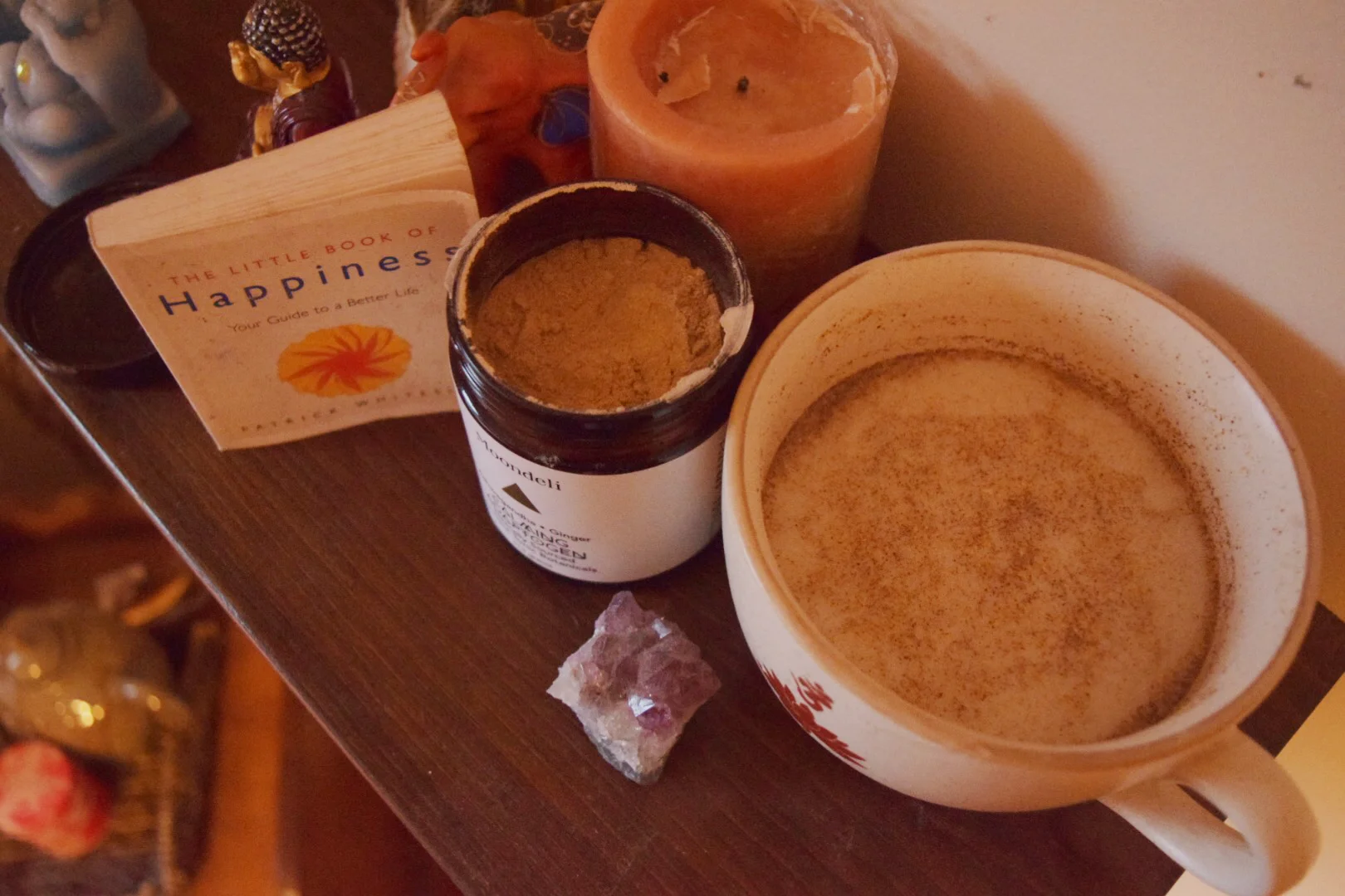Moondeli paired with vanilla almond milk.