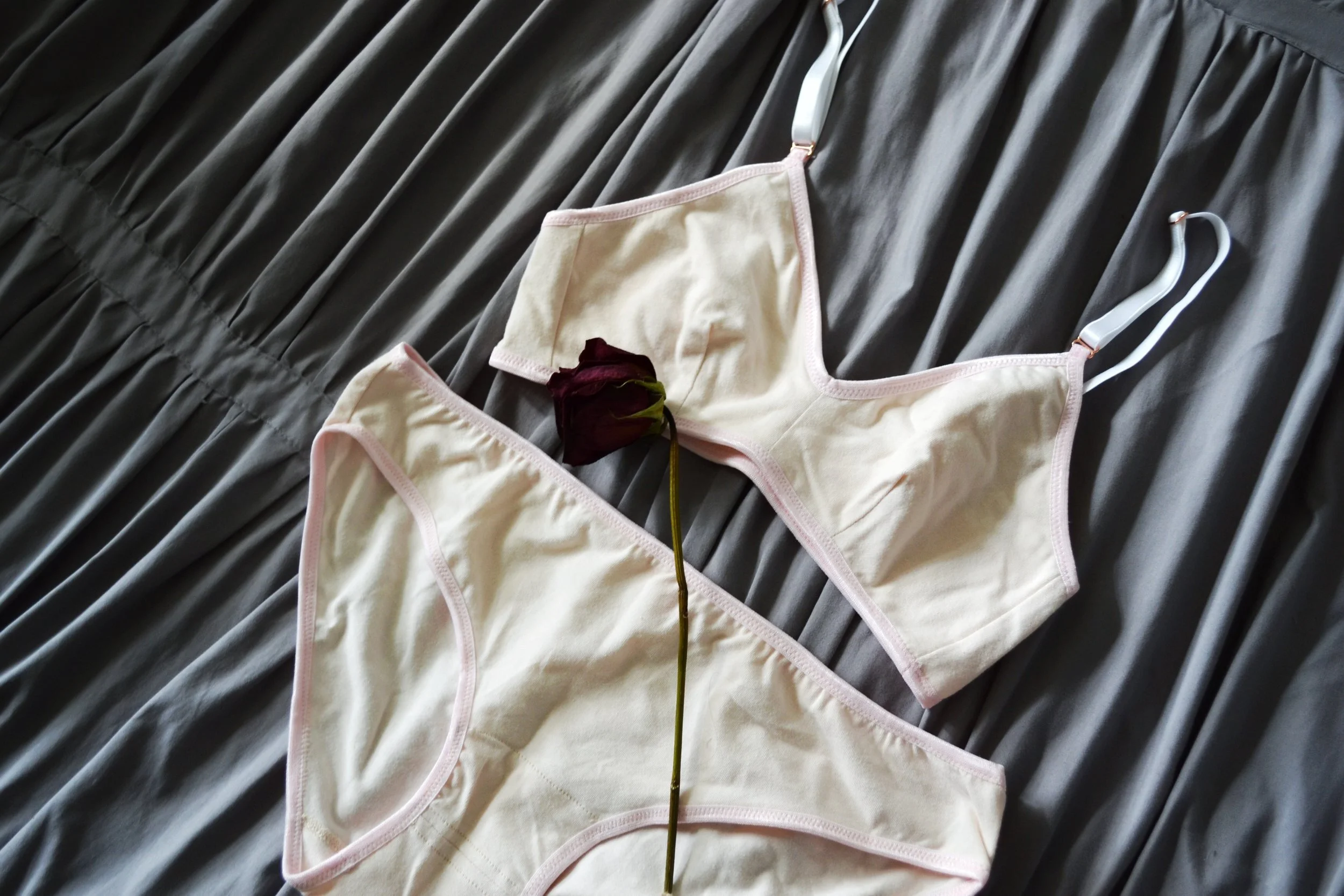 Rose organic triangle bra with matching hipsters