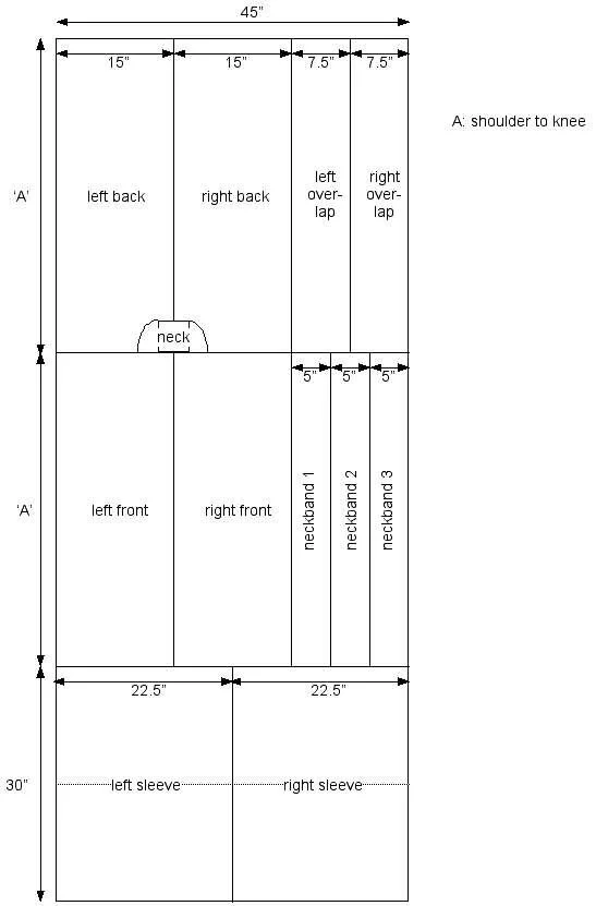 Example pattern for Japanese kimono.
