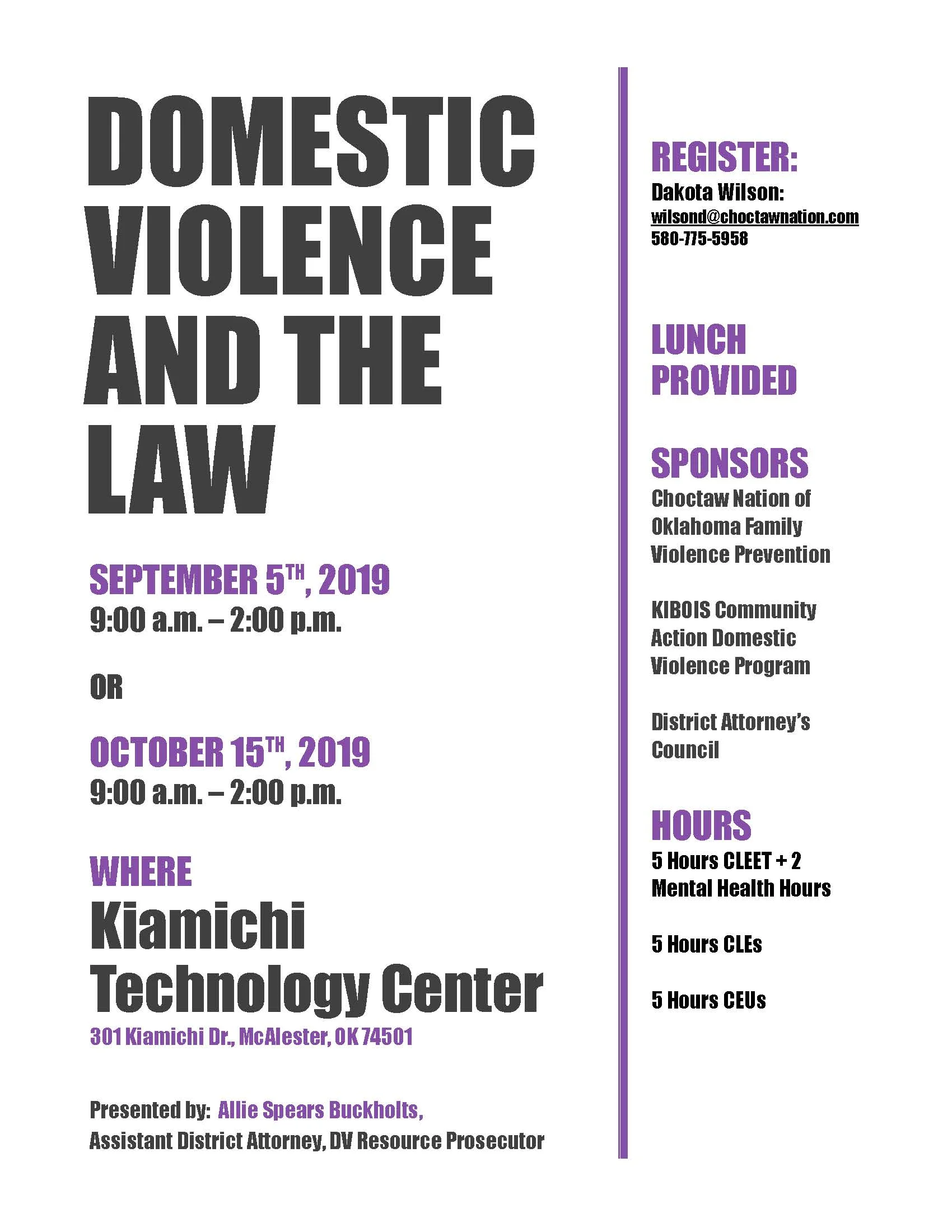 Domestic Violence and the Law Choctaw Nation of Oklahoma Family Violence Prevention — Native