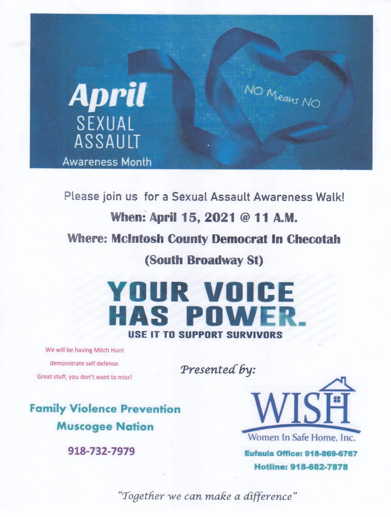 Sexual Assault Awareness Walk Muscogee (Creek) Nation Family Violence