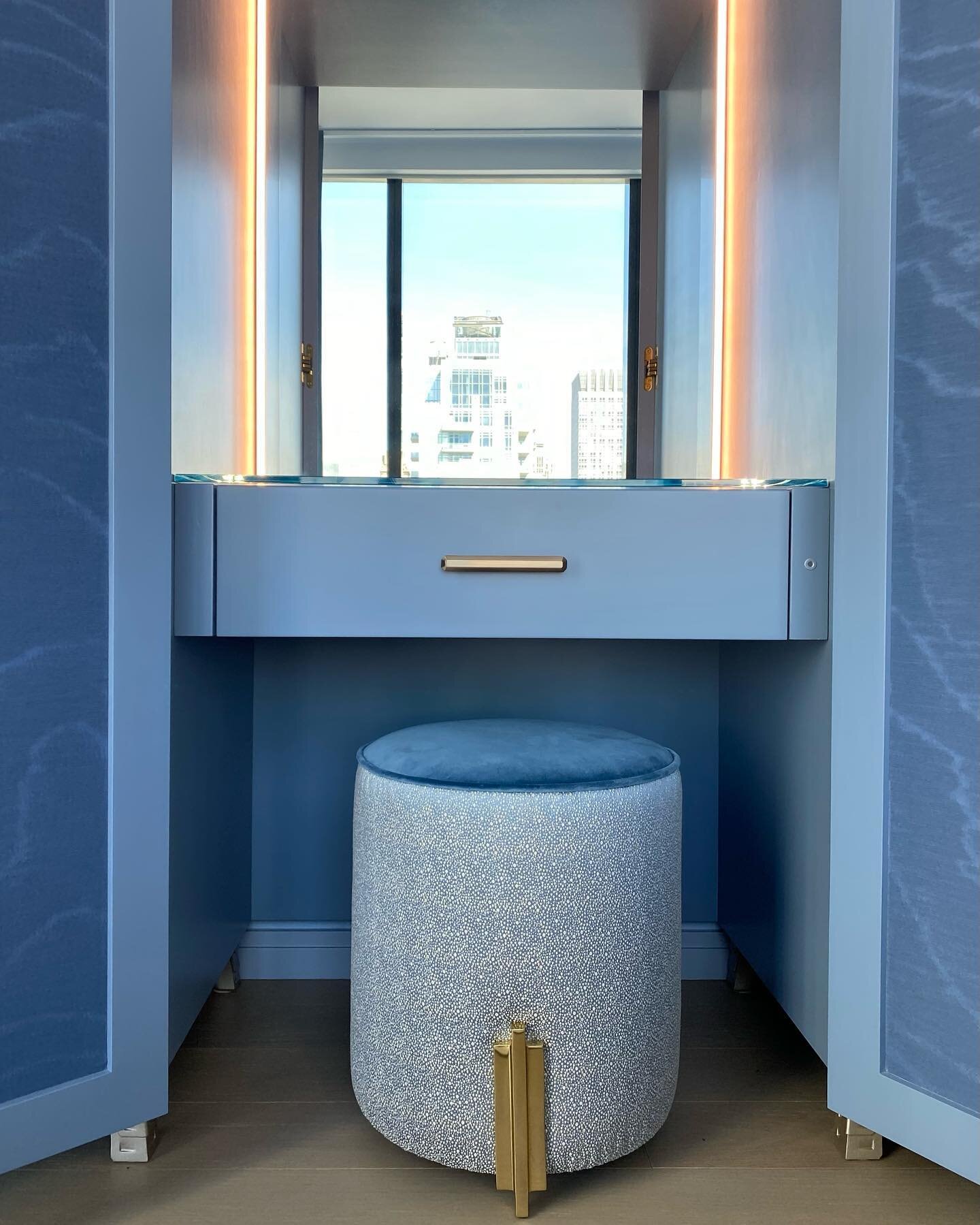 Check out this beautiful custom armoire cabinet that I designed for the primary bedroom of my Art Deco project in NYC! I&rsquo;m so happy that I was able to deliver and incorporate a vanity space for my client! Thank you @NewYorkHandMadeLLC for makin