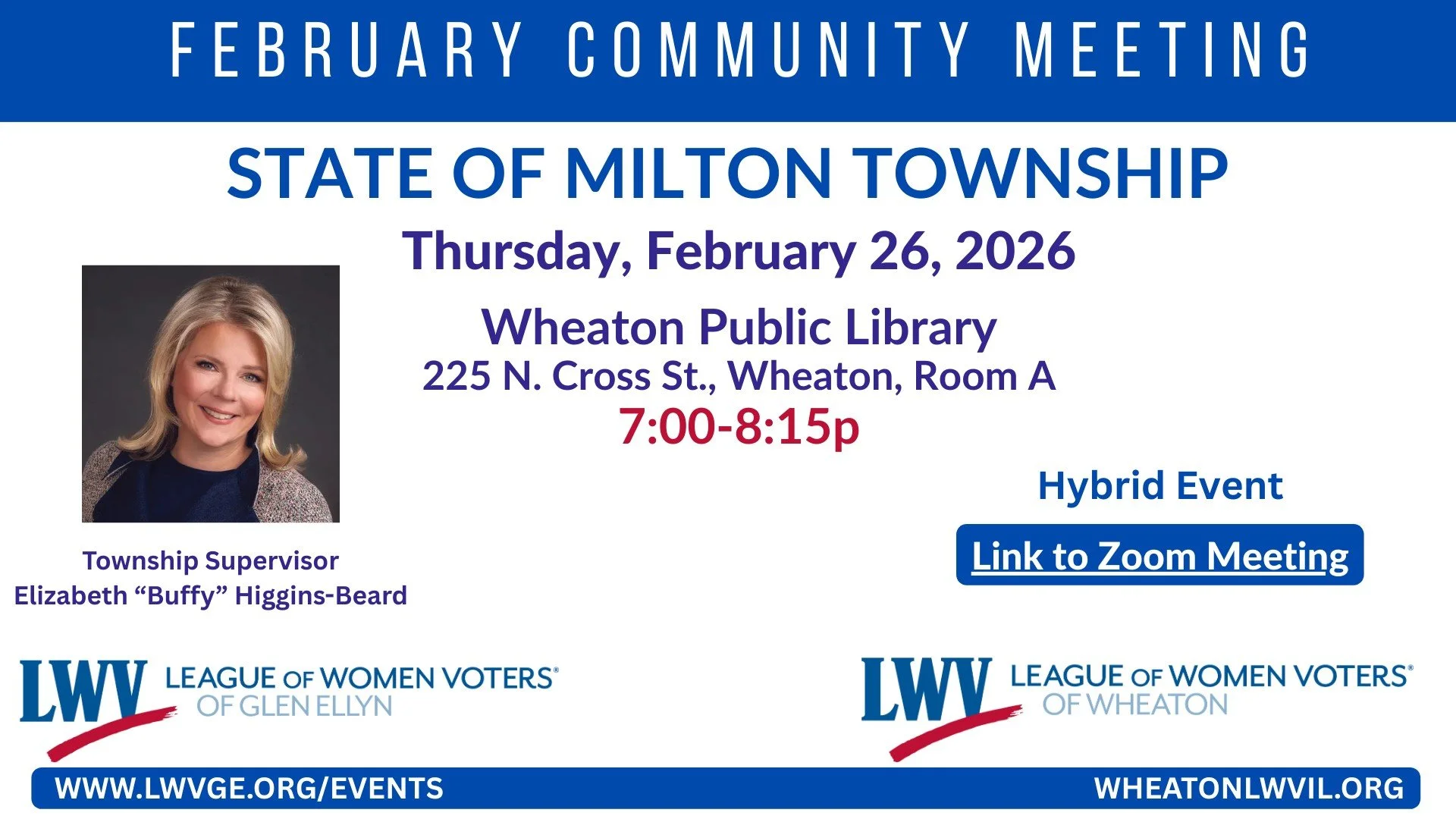 State of Milton Township Presented by LWVGE and LWV Wheaton (Hybrid Event)