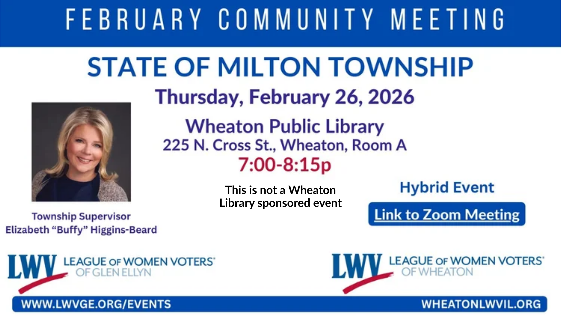 State of Milton Township Presented by LWVGE and LWV Wheaton (Hybrid Event)