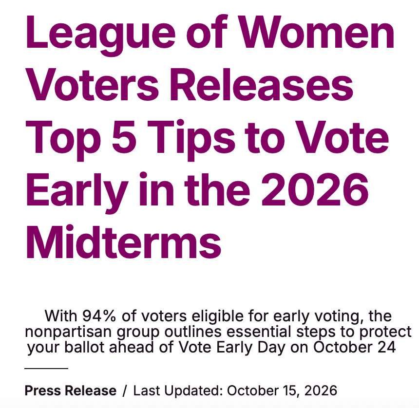 LWV Encourages Early Voting