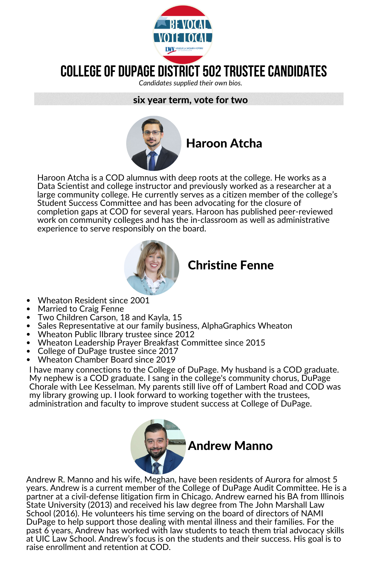 College of DuPage District 502 Trustee Virtual Candidate Forum โ League