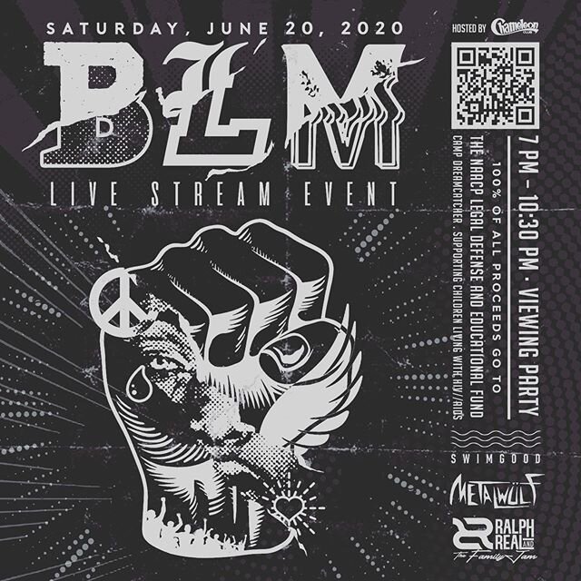The peeps in S.A.F.E are putting on a BLM live stream event TODAY. Scan QR code for link. It's a 3 hour concert with local POC bands @metalwulf_kills @officialswimgood @ralphreal and the family jam. 100% of the proceeds go to the The NAACP Legal Defe