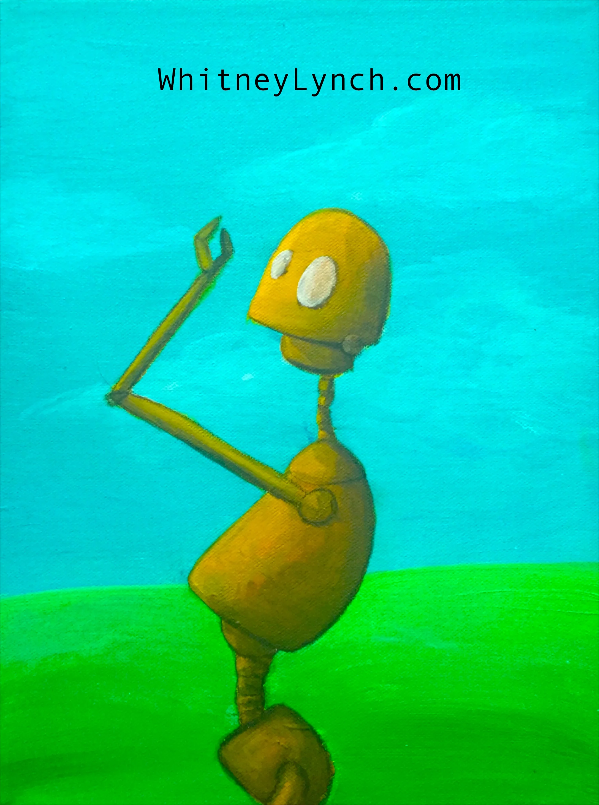 Gold Robot Painting blue sky 9x12 copy.jpeg