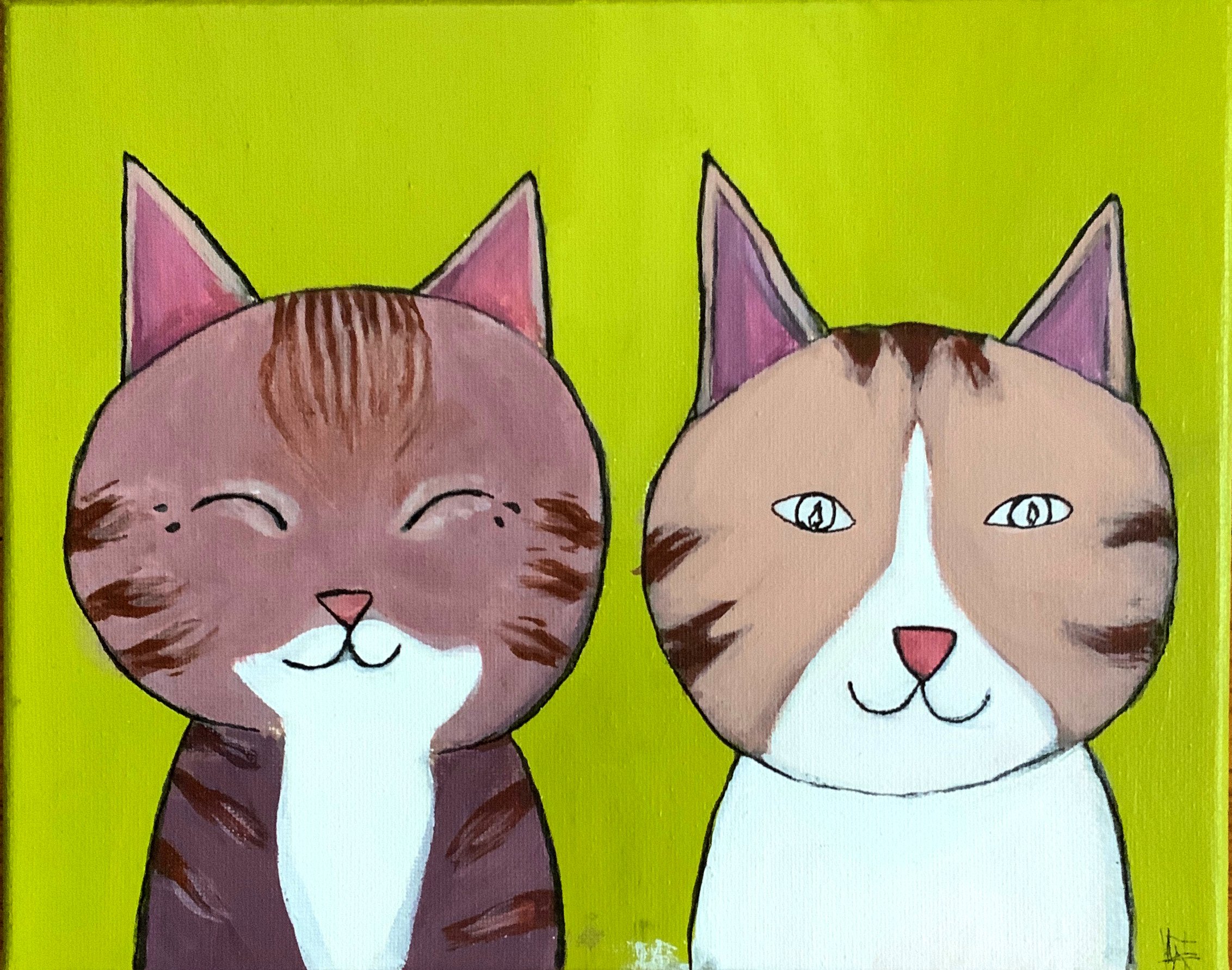 2 kitties green painting.jpg