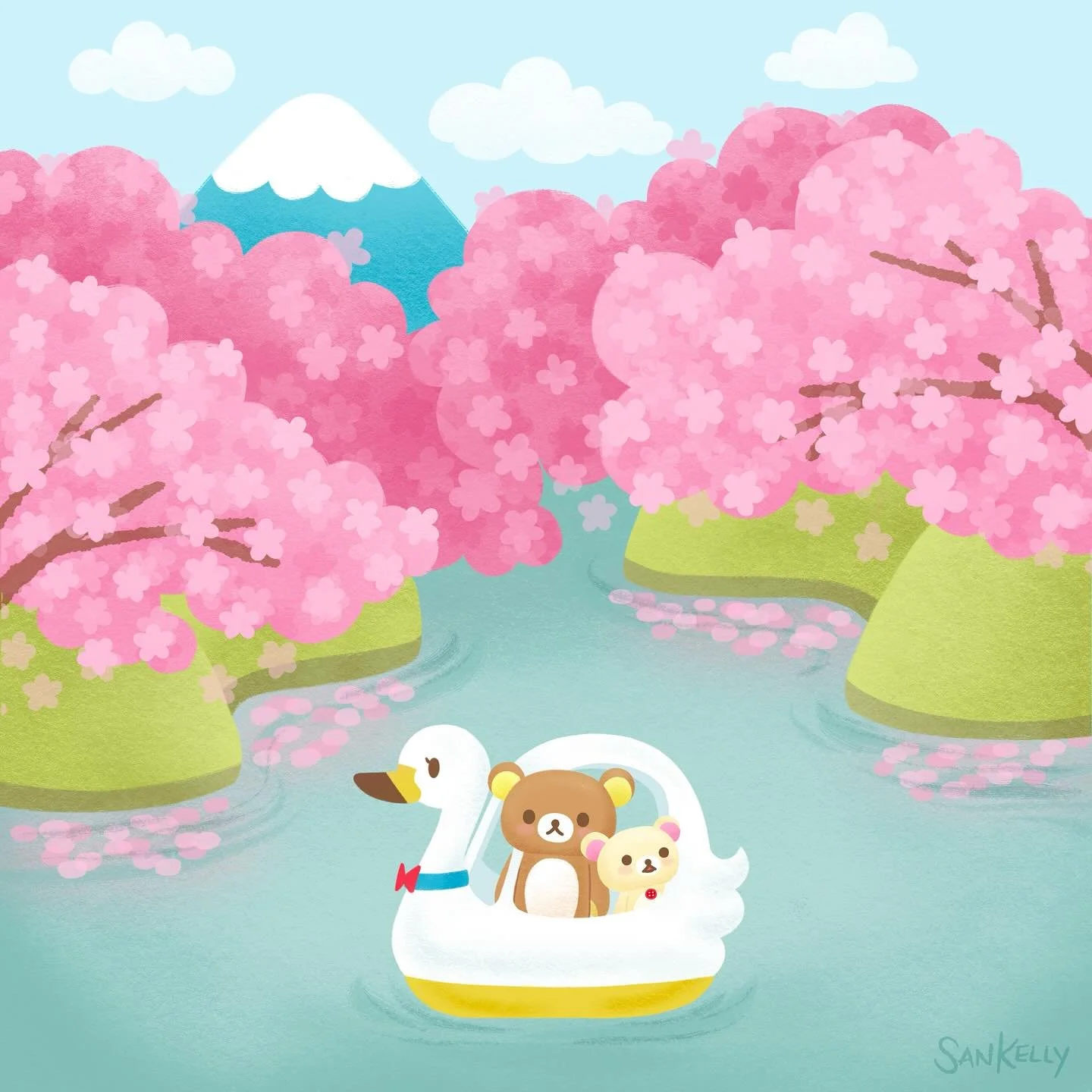 This week&rsquo;s illustration is inspired by an upcoming trip&hellip; ✈️🌸⛩️ This spring we are going to Japan! I&rsquo;m beyond excited!! I&rsquo;m hoping to recreate this swan boat drawing in real life - but with my family instead of Rilakkuma and