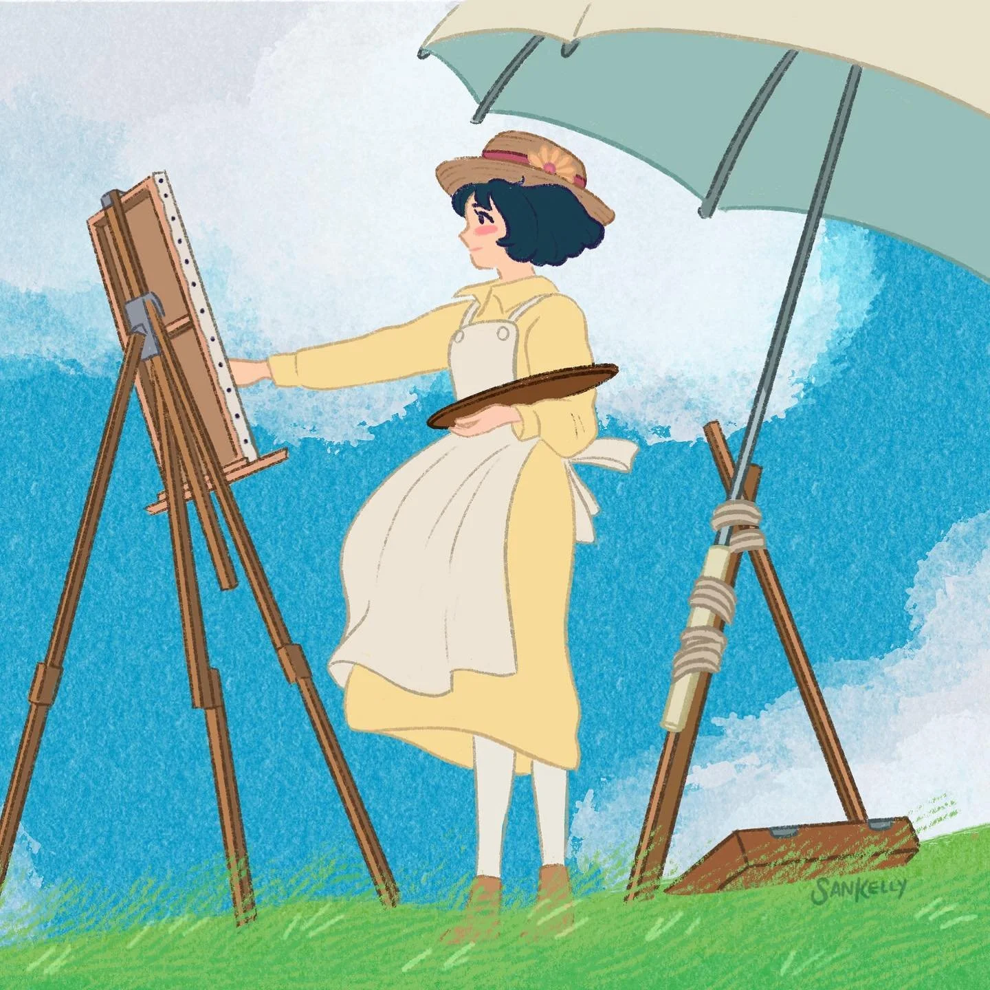 &ldquo;The wind is rising! We must try to live!&rdquo; ーPaul Val&eacute;ry ☁️🍃 All summer long, Autumn has asked to watch @ghibliusa  movies every day. (And draw them too!) This was the first year I showed her &ldquo;The Wind Rises&rdquo;! ☁️ Is any