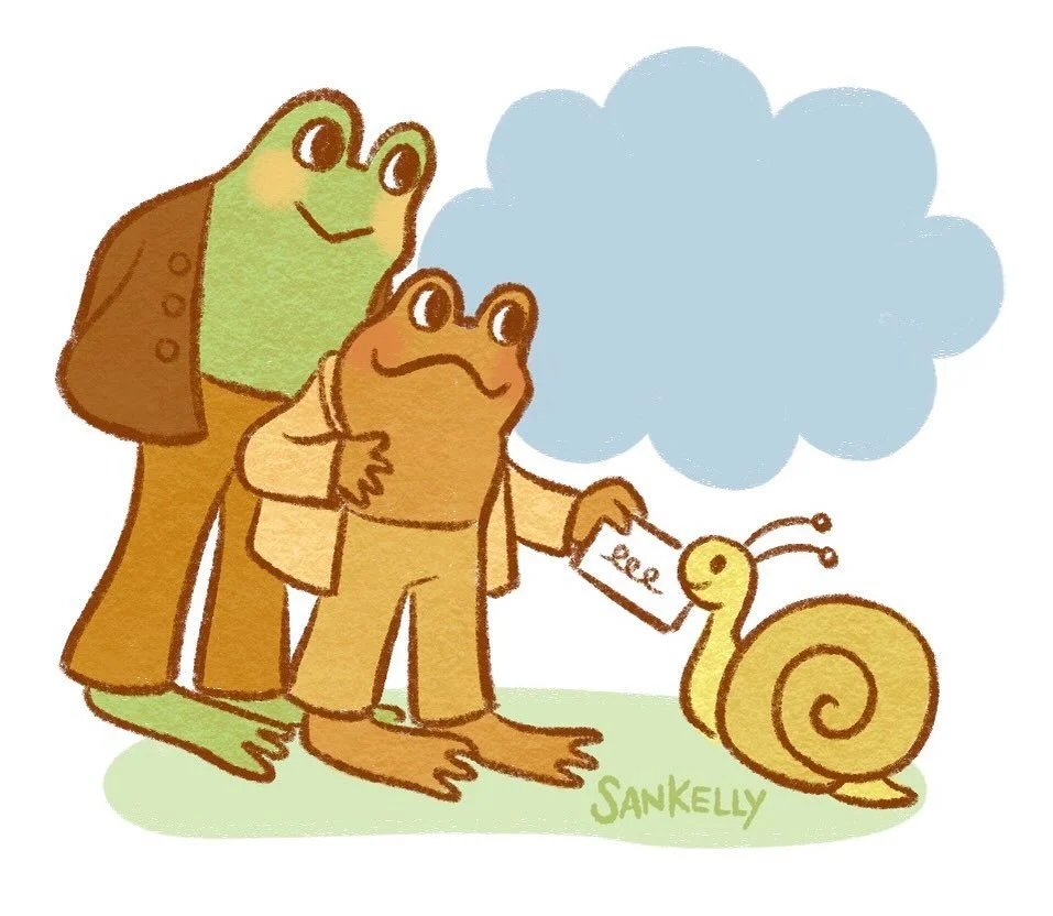 We have been reading &ldquo;Frog and Toad&rdquo; a lot at bedtime lately. 🐸💕 Did you read it growing up? The stories are so funny and cute. 🥰 I made this to print as stickers for my journal, and now I&rsquo;d like to try painting them next!  #デジタル