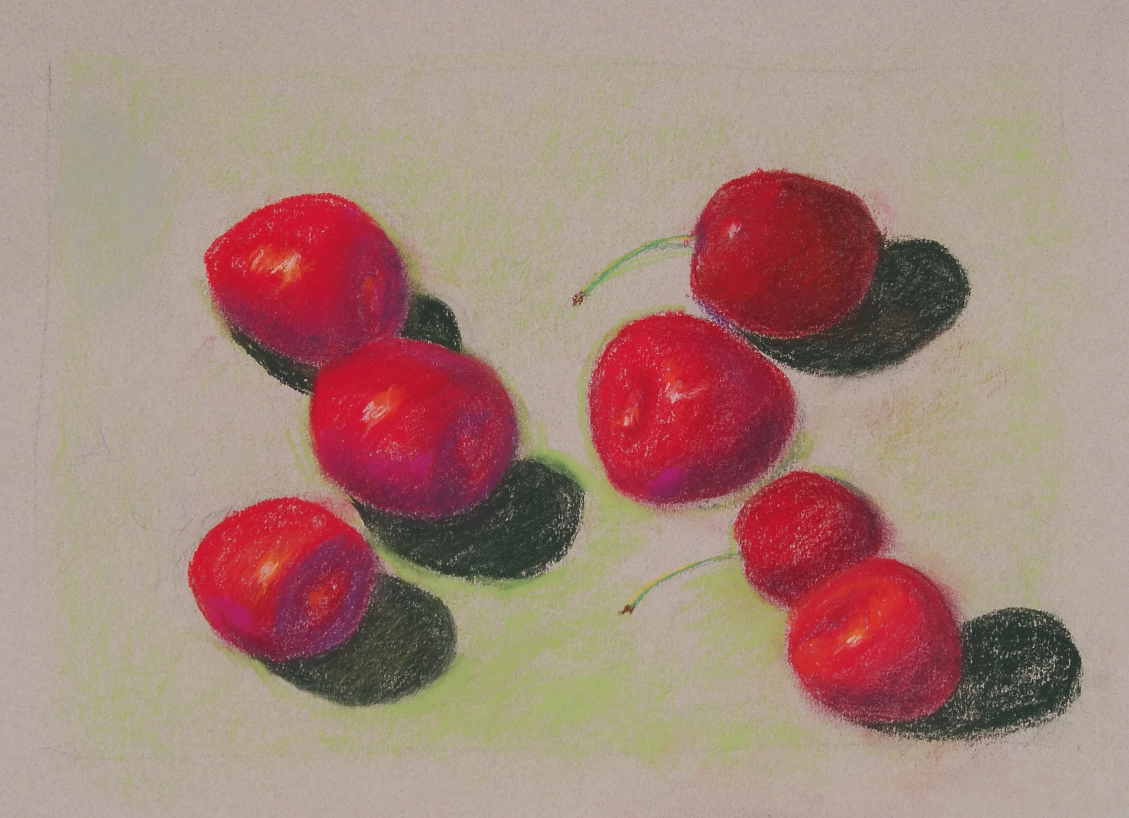 Image #0060: Red cherries on white table