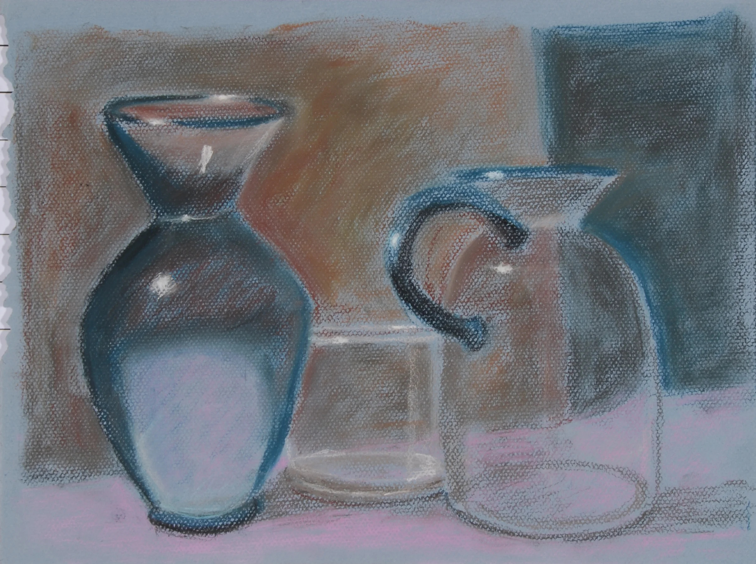 Image #0065: Three clear glass vases on lavender table