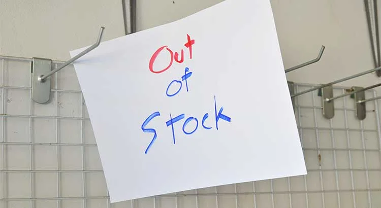 Text: Out of stock