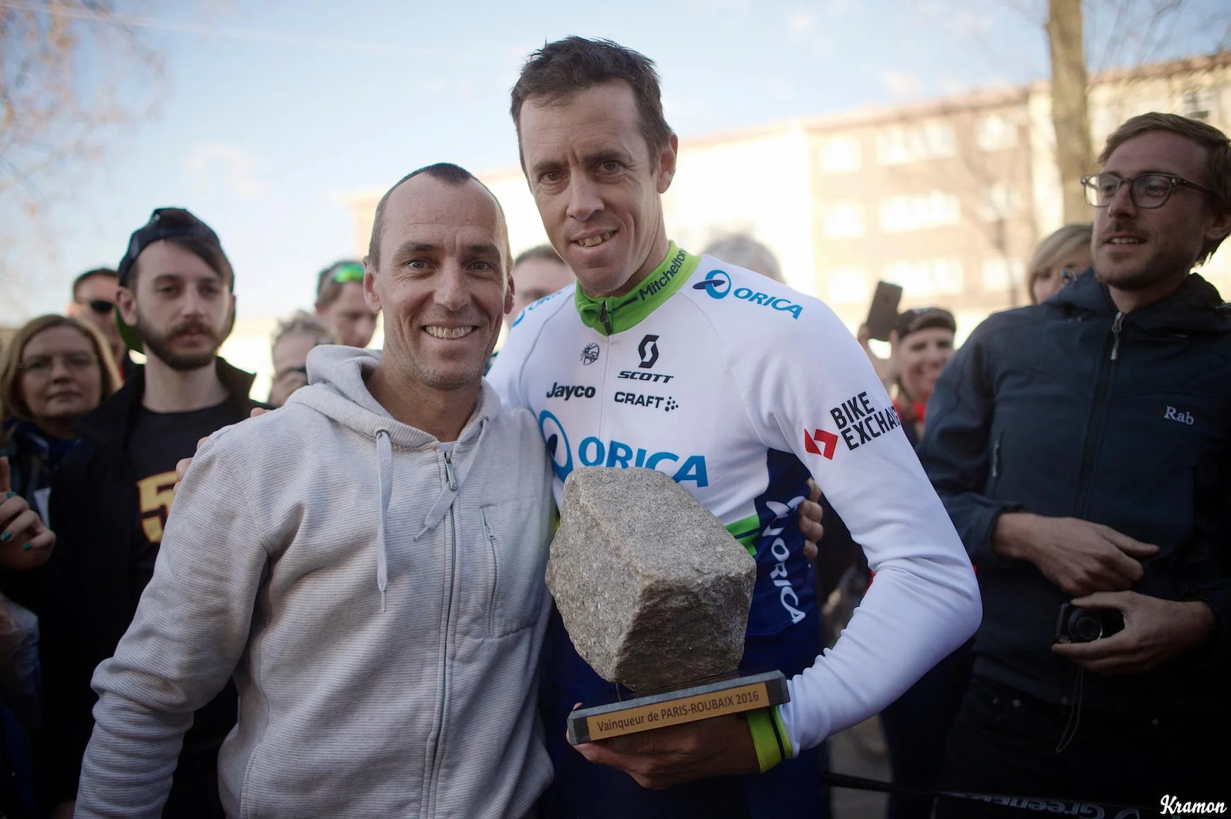 Kevin Poulton with Paris-Roubaix Winner Mathew Hayman