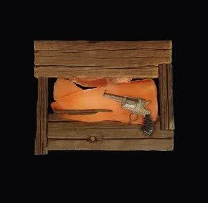 "Welcome to Arizona"  2017  Wood, Alabaster, Found Object  6"x7"x1"