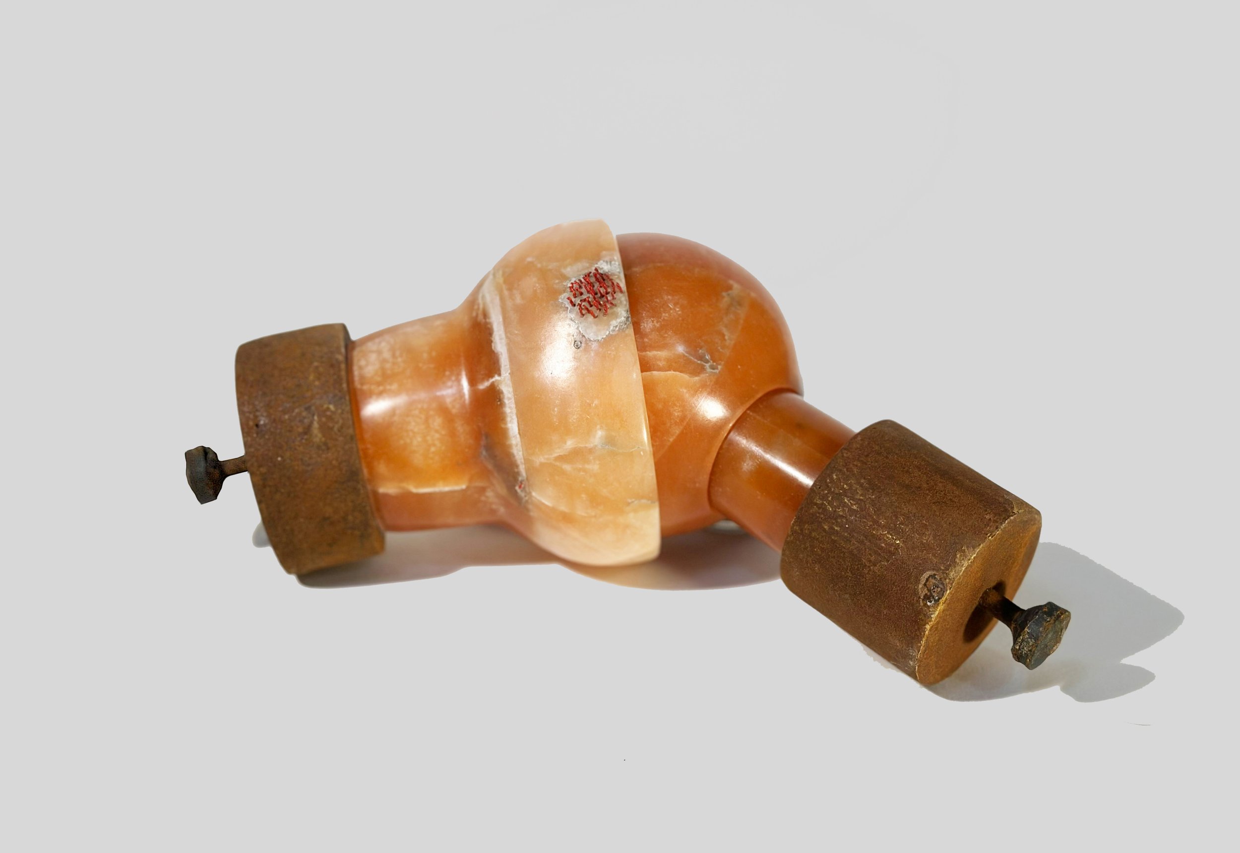 "Joint Structure II"  2025  Alabaster, Steel 8"x4"x4"