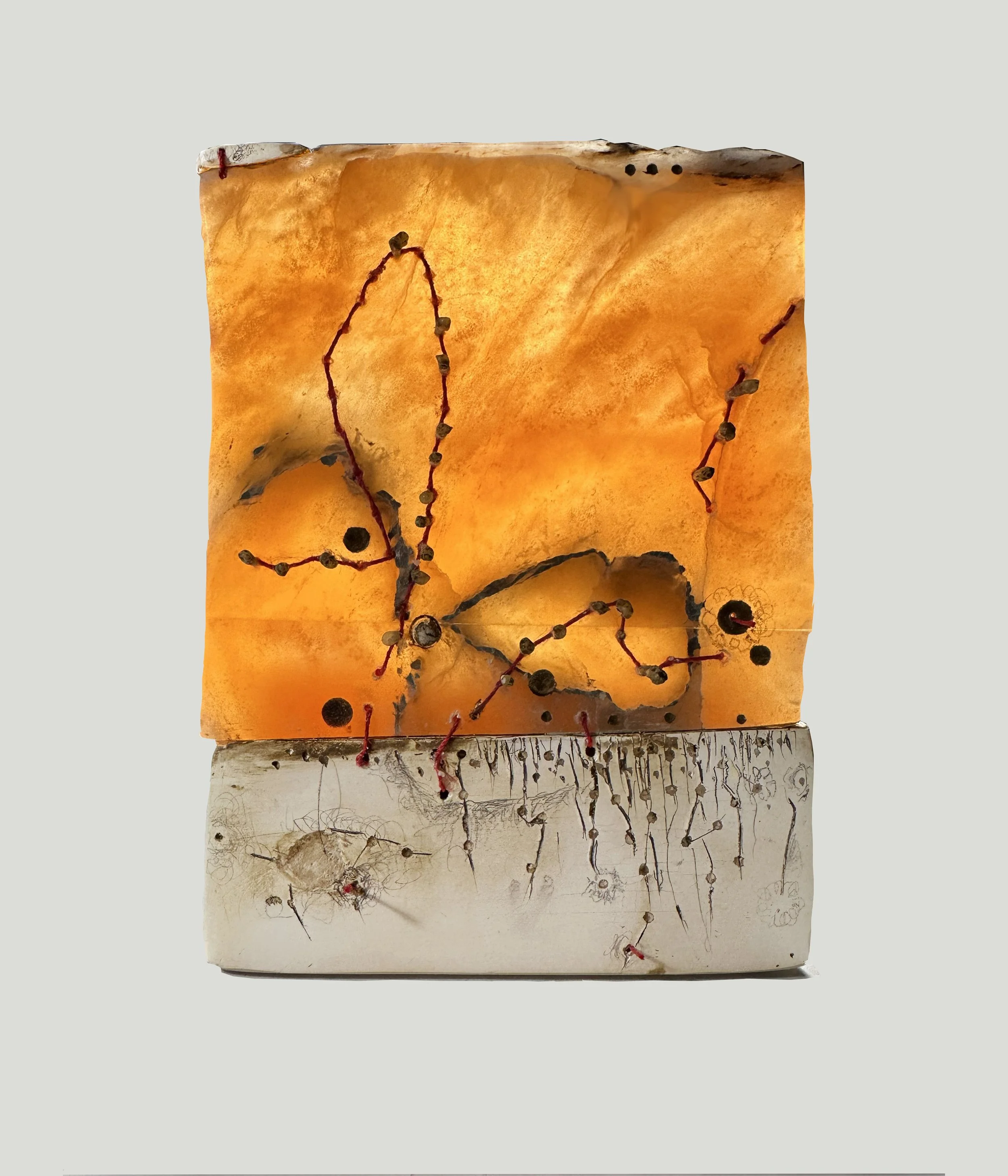 "Alabaster Study"  2024  Alabaster, Mixed Media 3"x5"x 1/3"