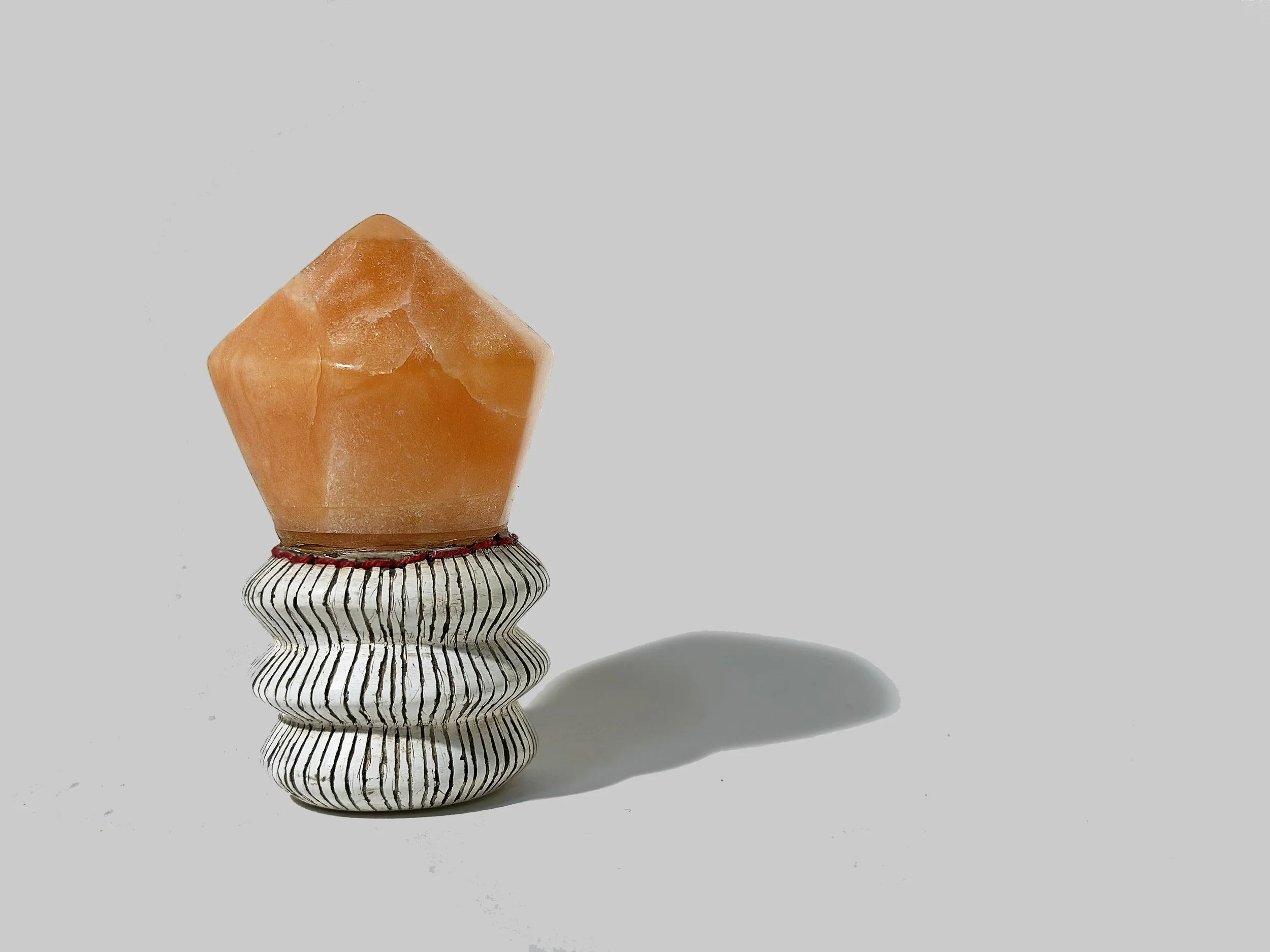 "Spur" 2024  Alabaster, Mixed Media  3"x1.5"x1.5"