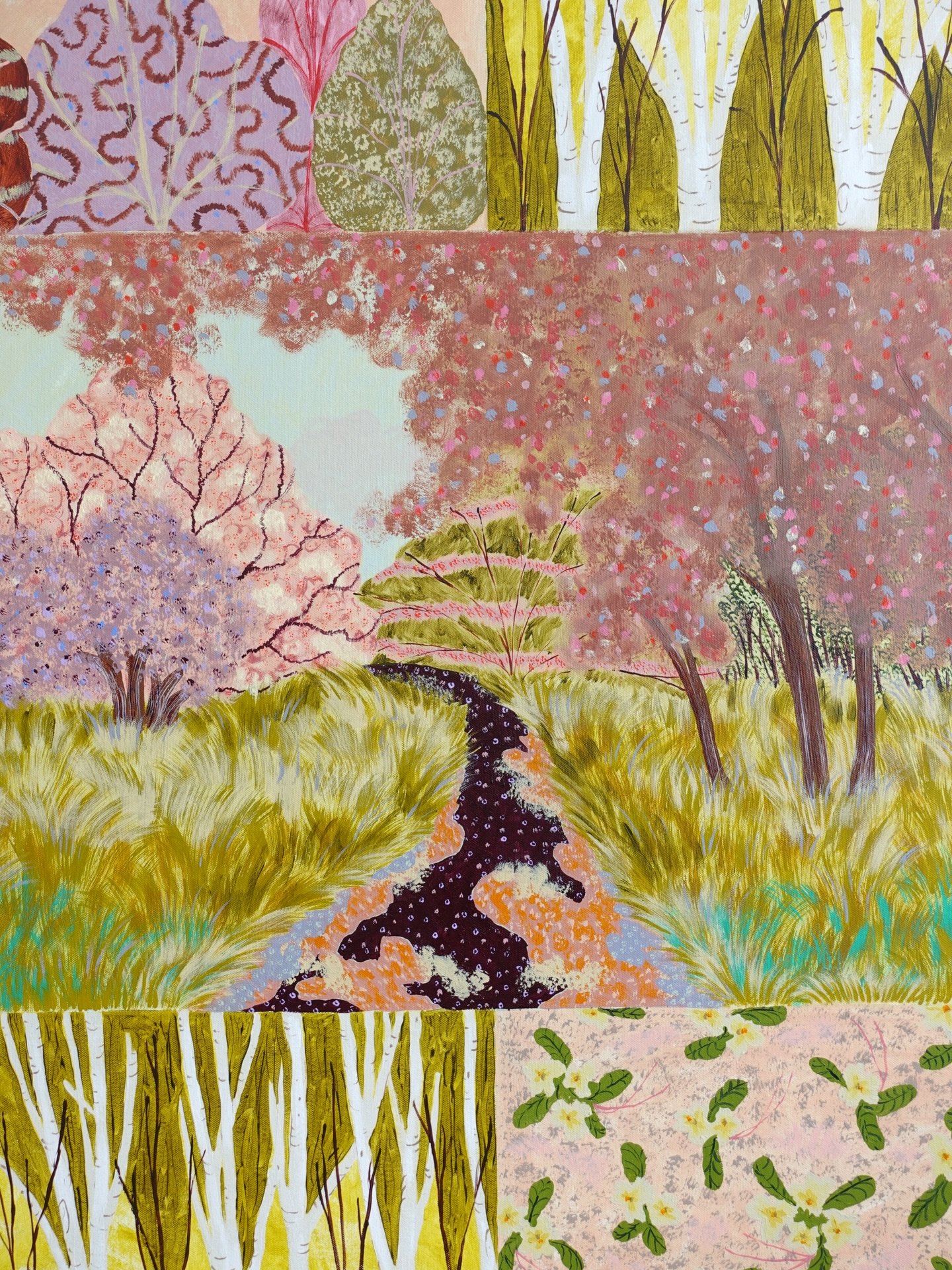 Details from my work &lsquo;First three days of May&rsquo;, 100x150cm, acrylic on canvas 🌼🩰

I tend to feel like a ladybird, a spider, a fly. Walking around it&rsquo;s hard to see nature as a whole and more a sum of its parts! This painting is a ce