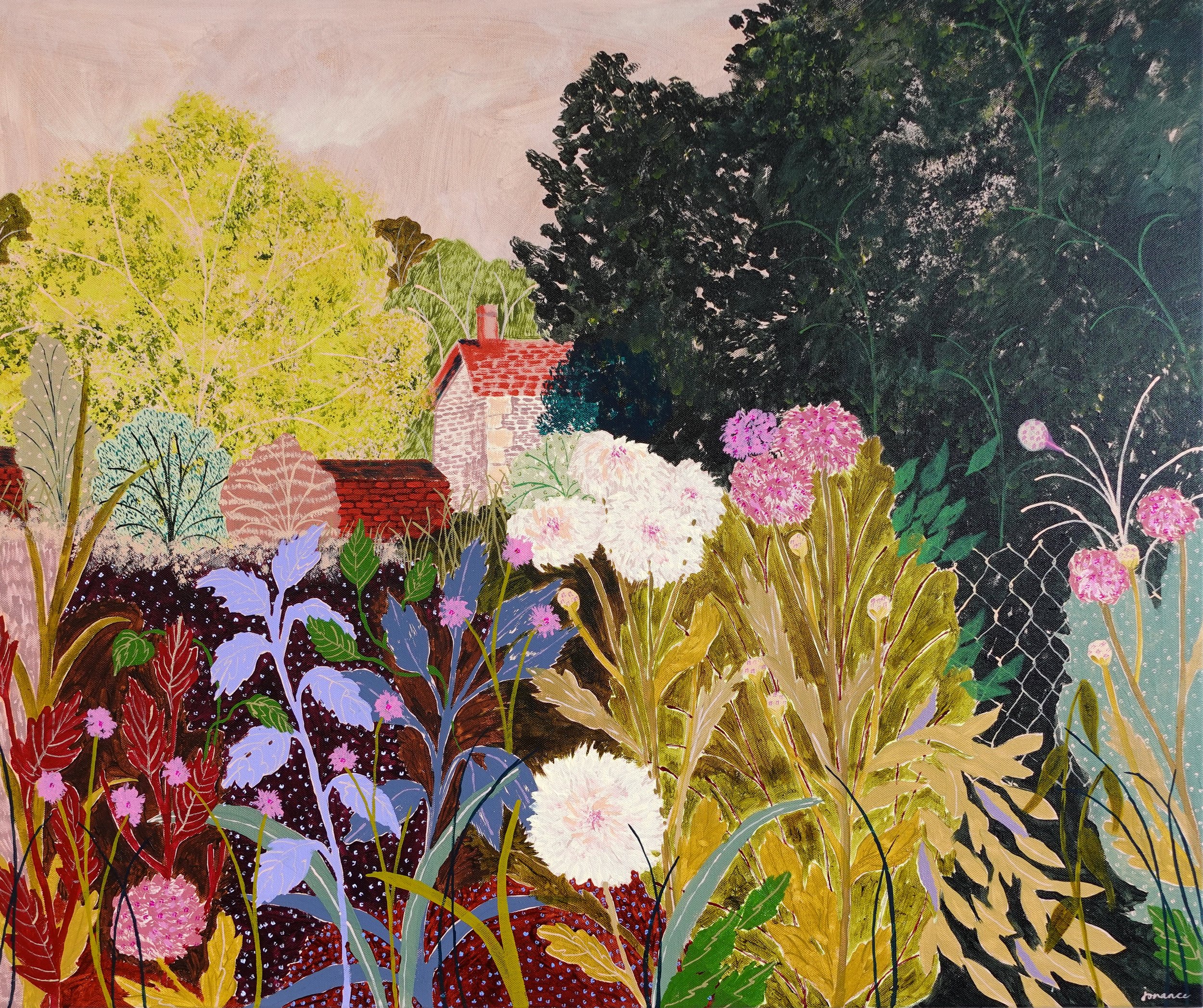 &lsquo;Dahlias Under a Normandy Sun&rsquo;, one of my paintings from my Normandy inspired pieces currently showing at @eastwoodfineartltd in their Autumn show. 

Painting the landscapes and gardens we saw on our trip to Giverny in the summer was such