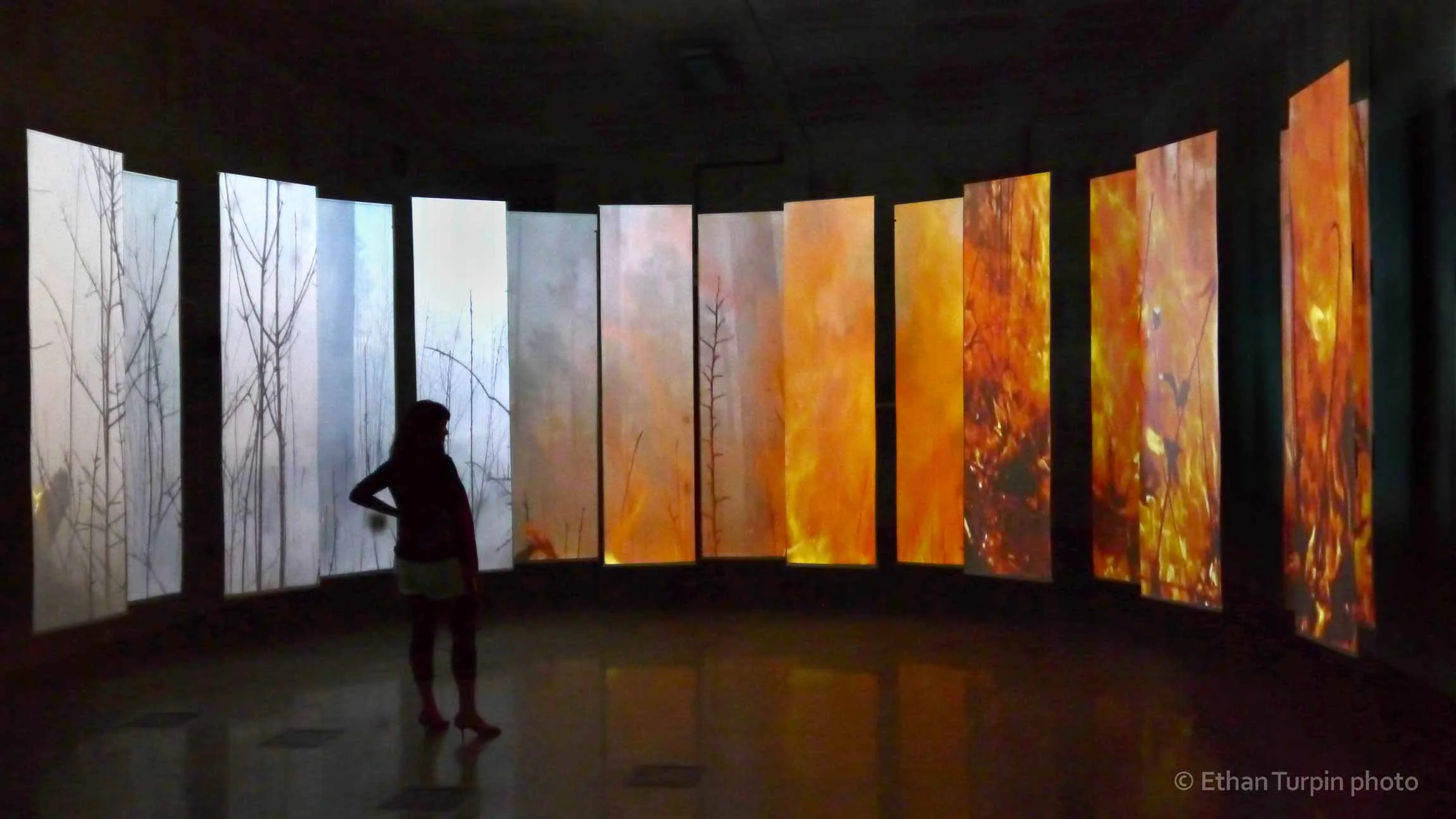 "Entering Wildfire", produced for UC Santa Barbara's Bren School of Environmental Science and Management in 2015. Installation by Ethan Turpin, Jonathan PJ Smith, and Justin Harmon, with footage recorded by Ian Grob of the US Forest Service.