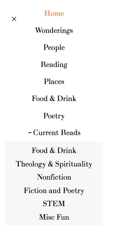 Current Reads menu item expanded
