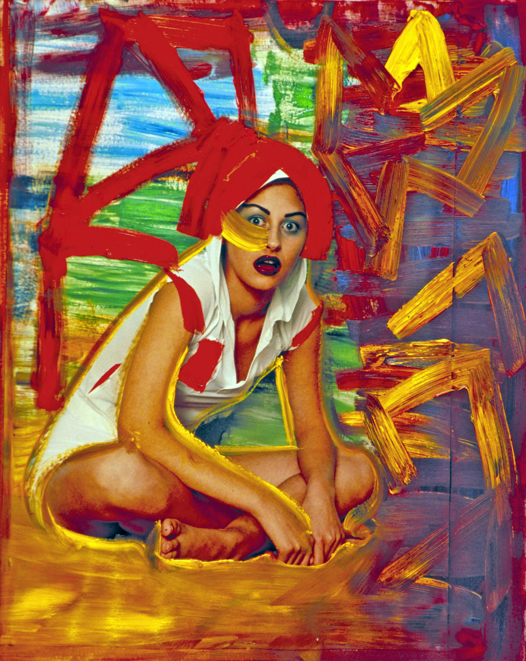 Overpainting photographs - an artistic process in which an artist uses a photographic image as 'canvas', as 'given', to which he adds his 'response' - is an established and appreciated genre, in which artists including Andy Warhol, Gerhard Richter, Anselm Kiefer, and Peter Beard have contributed significant work. An intervention most often leading to a total transformation of the original photo print, this practice is commonly used in editing press photographs today, albeit using digital technologies rather than hand painting. Photographic prints were typically archived for possible re-use, and often were 'updated', or re-purposed, to better illustrate a new story for which they were not originally intended. This process was done by hand, with artists or editors using paint, chalk, grease pencil or various collage techniques. In the case of artists such as those mentioned above, clearly, their overpainting is not intended to disguise but rather to highlight the encounter between contemporary artist and an often obscure original photographer. Available for sale on this site are vintage overpainted photographic prints, obtained from the archives of some of the leading newspapers of the USA. The palpable agenda of the newspapers in this scenario is to erase, to conceal, to give a new meaning to these images. And in certain cases, these works can be appreciated as profoundly beautiful - as art. I believe they are. The overpainted photographs I collect have great resonance to me, revealing both the attempted deceit and the gesture to re-purpose the original work in order to re-write history. For purposes of comparison, we include here the images of contemporary overpainting onto photographic prints, so that you might be able to better mitigate the differences between works by Warhol, Kiefer, and Richter, for example, and altered works by highly respected but as yet uncelebrated photographers who contributed to our nation's collective memory through their overpainted images. --Murray Moss