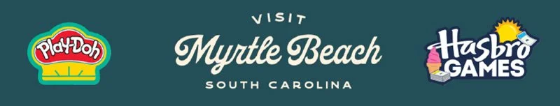 Banner with Visit Myrtle Beach, Play-Doh and Hasbro Games logos