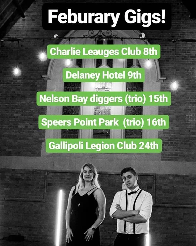 Feb Gigs are up! Hoping to see your lovely faces at one of these amazing venues soon! 
#guitar #acoustic #coleclarkguitars #coleclark #line6helix #weddingband #function #ableton #abletonpush #macbook #recording #musicvideo #production #blonde #livemu