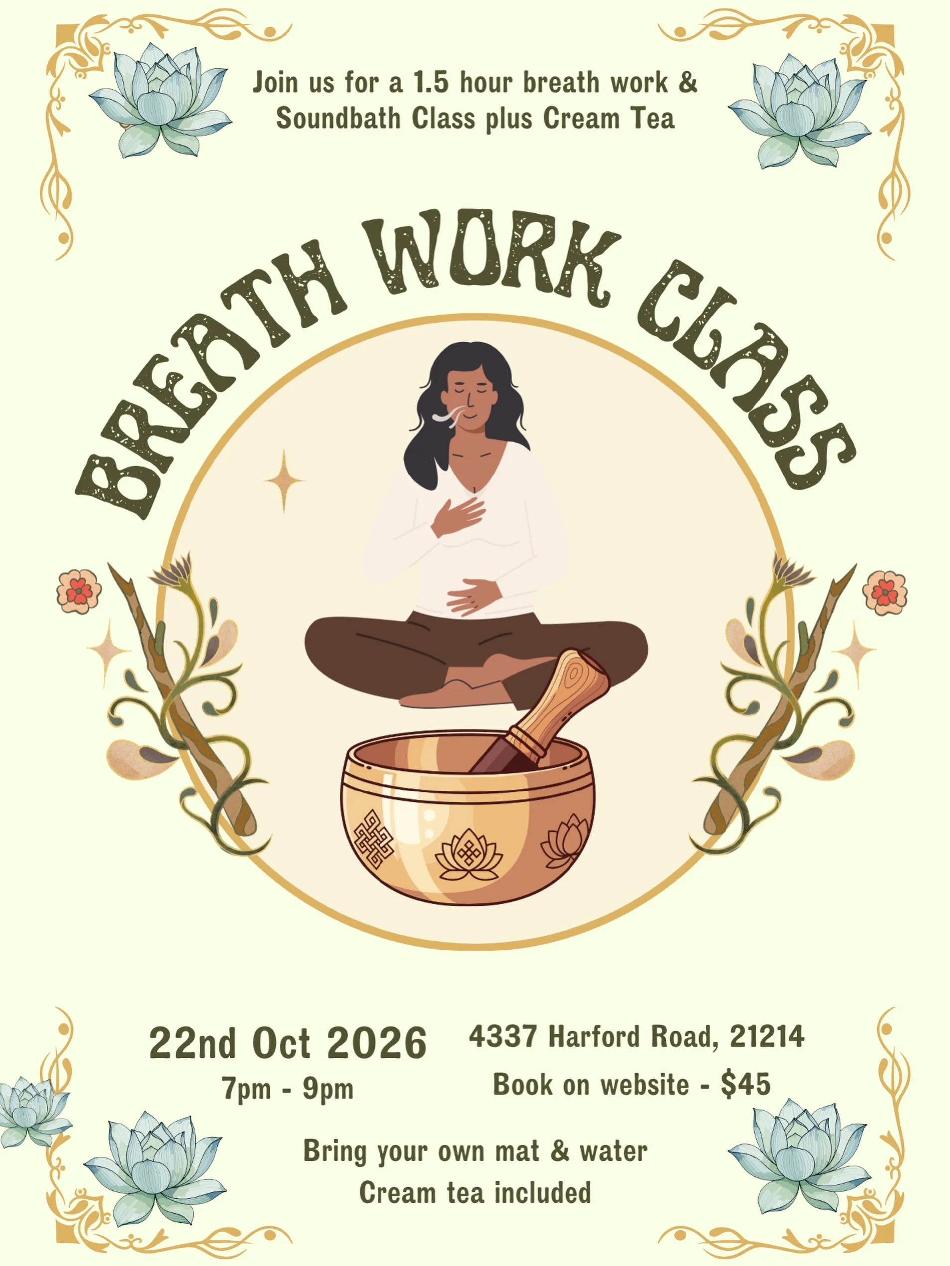 BREATHE &bull; RELEASE &bull; RECEIVE 🌙

Join us Thursday, October 22nd for an evening of breath, vibration, rest and reconnection.

Under a Waxing Gibbous Moon in Pisces, we&rsquo;re gathering as the lunar light moves toward fullness &mdash; a beau