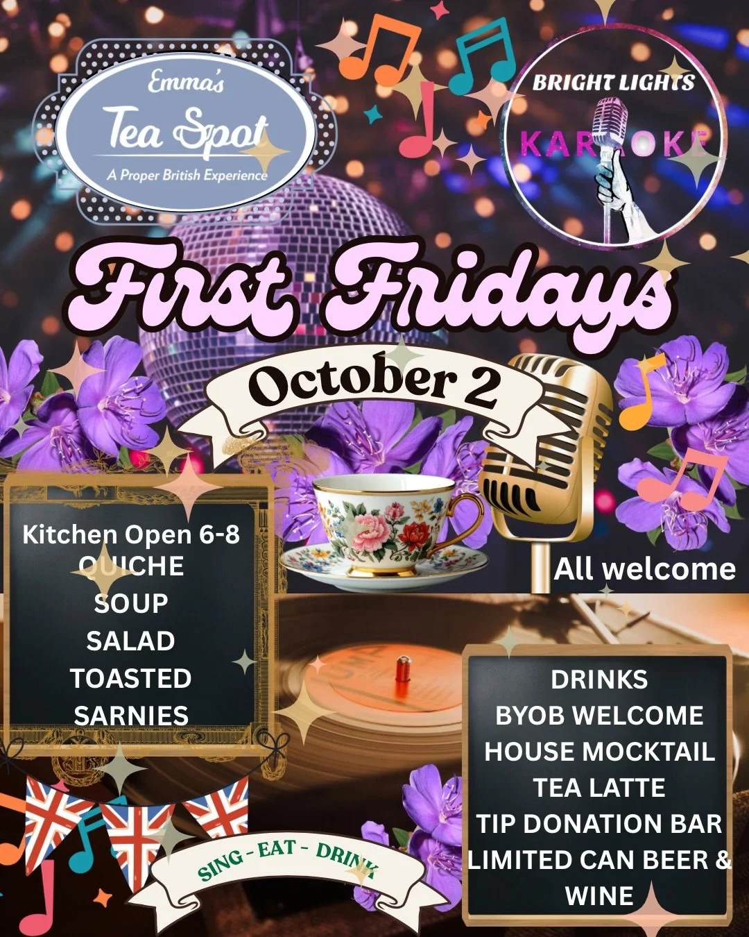 🎤✨ FIRST FRIDAYS ARE BACK! ✨🎤

This Friday, Emma&rsquo;s Tea Spot @bright_lights_karaoke Bright are turning up the volume for another night of FREE KARAOKE, good food &amp; questionable singing choices. 😂🎶

🎤 FREE KARAOKE
🍽️ Kitchen open 6&ndas