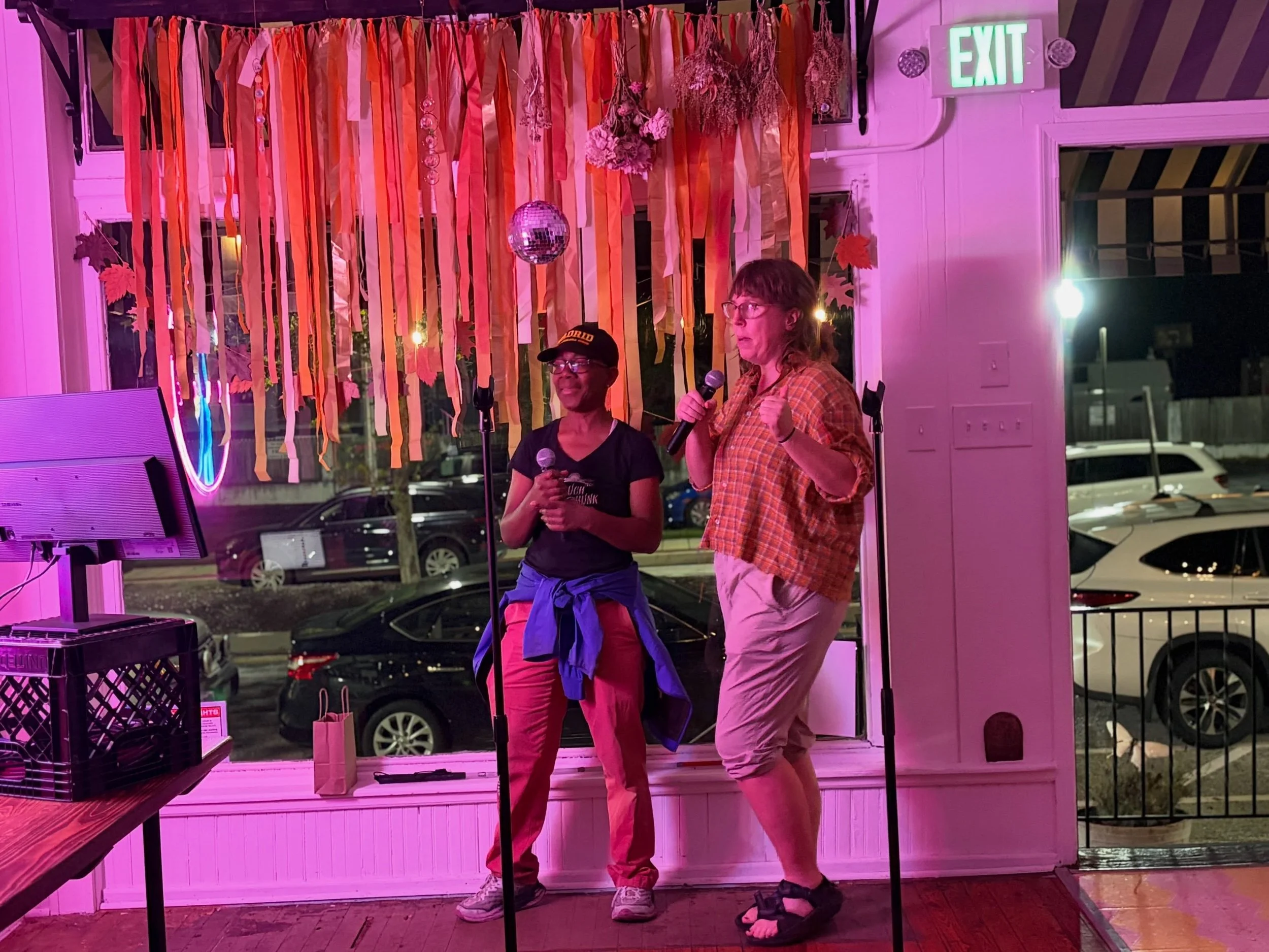 Thank you to everyone who came out for our First Friday celebration! 🇬🇧🎤❤️

We had the front door wide open, and it was so encouraging to see people just walking the strip, hearing the music and jumping in to sing a track or two.

Remember &mdash;