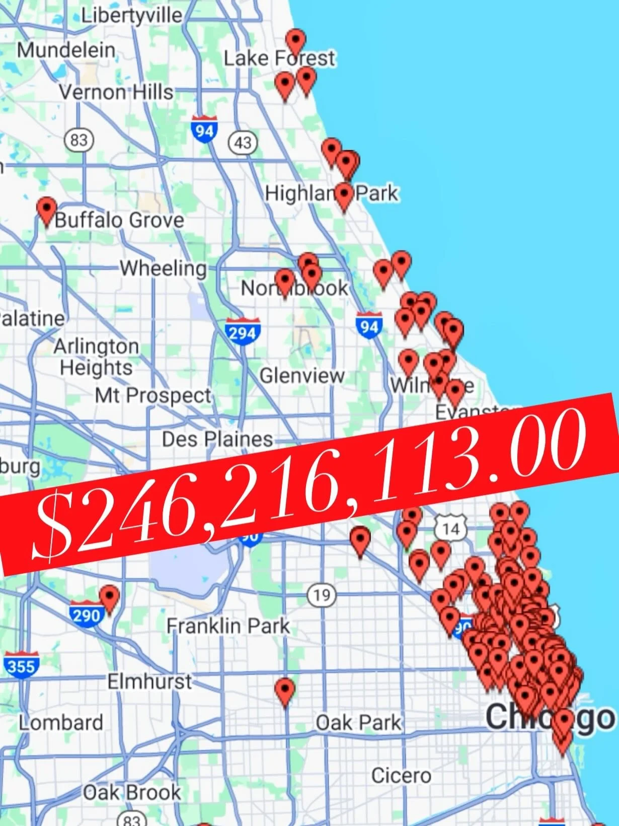 This sea of red dots represents the $246,216,113.00 of real estate we staged that sold this year‼️🥳 (An increase of $59,948,075.00 over last year 😆)

It&rsquo;s been another stellar year for us and all of the agents who trust us to add value their 