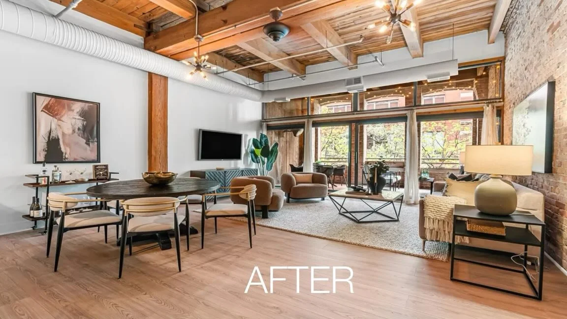 This old box factory at 400 S. Green has gone from worn to Wow! Thank so much  to agents Stephanie Juckem and Jaclyn Manrique for hiring us for their clients property. Looks like it&rsquo;s already under contract! 

#stagedpslehman #loftstaging #stag