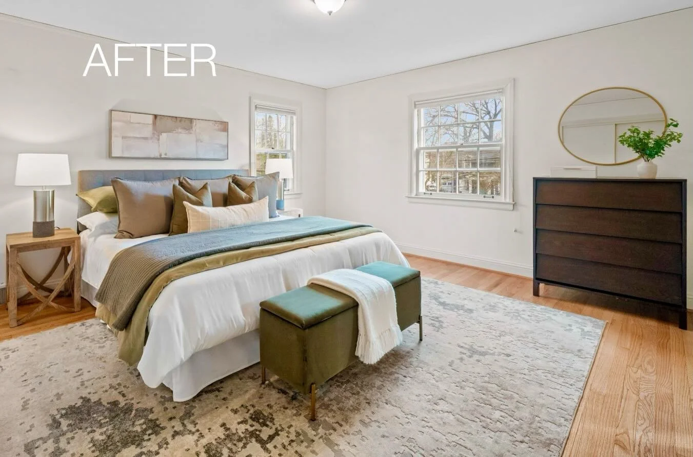 It definitely helps to open the blinds and clean your windows when you go to market, but we fully recommend having us stage as well 😊 Our staging will transform any room of your home and bring sales fast! 
These photos are from 1177 Wade St. which w