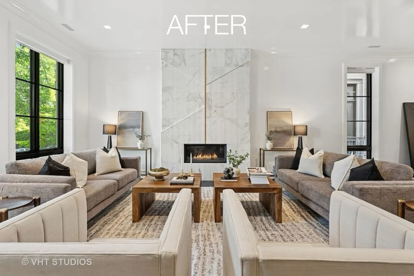 1878 N. Orchard is ready for buyers!! Staging around this gorgeous fireplace to highlight its beauty was our pleasure. Contact agent Susan Miner for all of the details about this Lincoln Park home. #stagedbypslehman #lincolnparkhomesforsale #fireplac