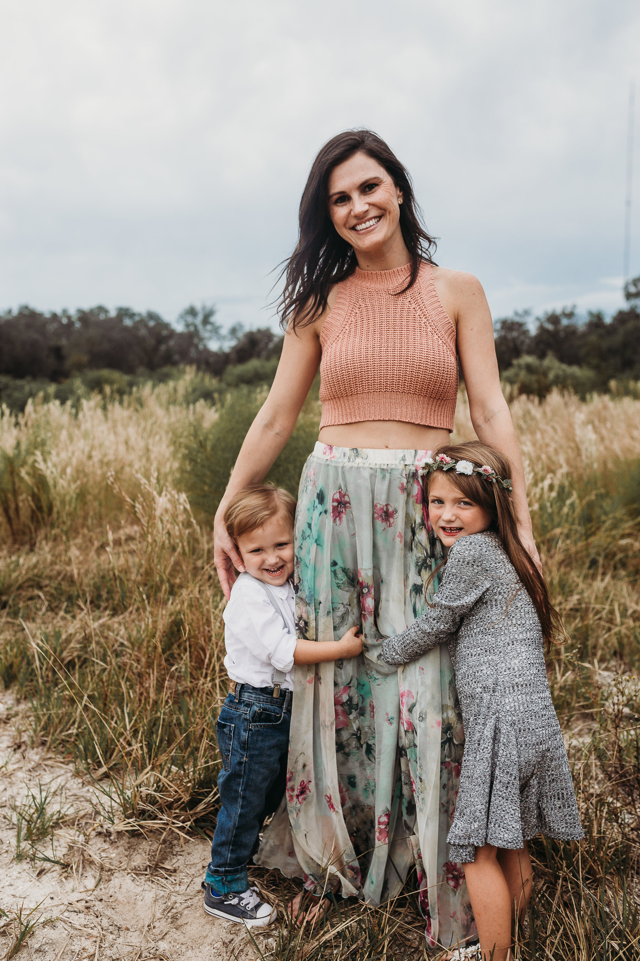 Deland Florida Family Photographer with boho field photoshoot