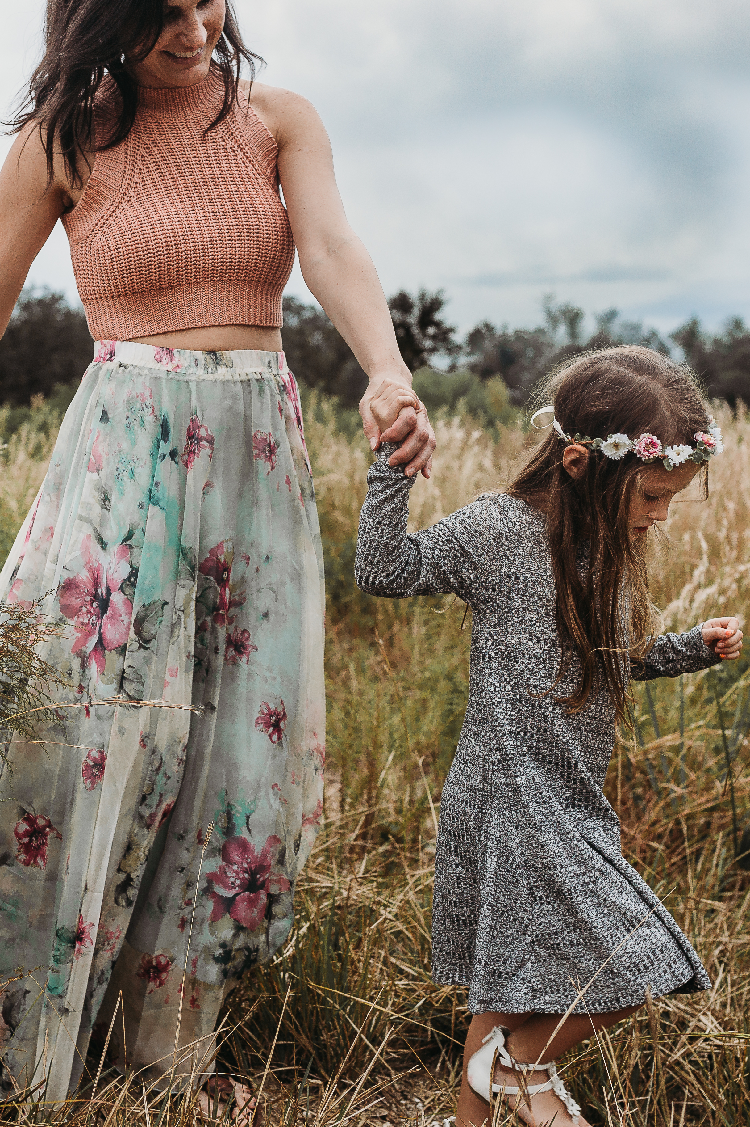 Deland Florida Family Photographer with boho field photoshoot