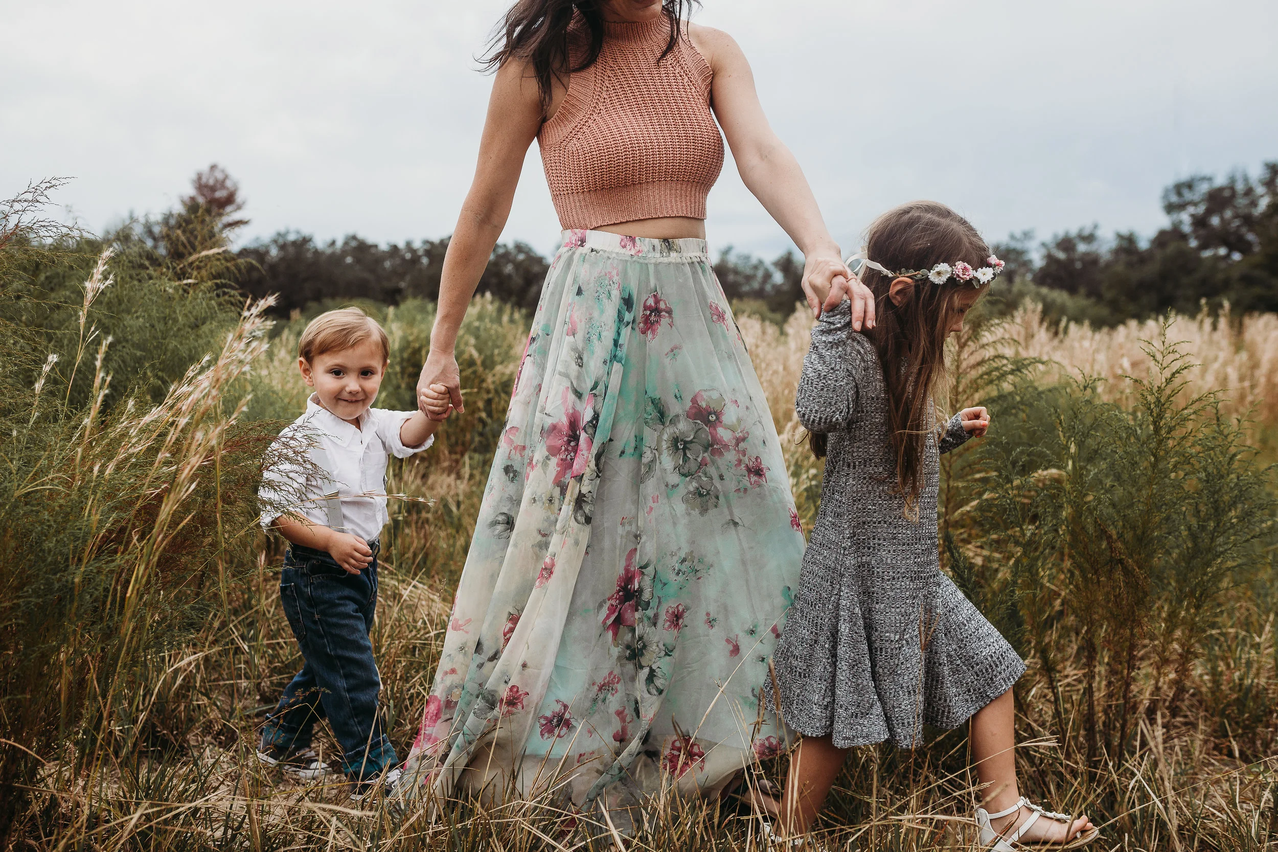 Deland Florida Family Photographer with boho field photoshoot