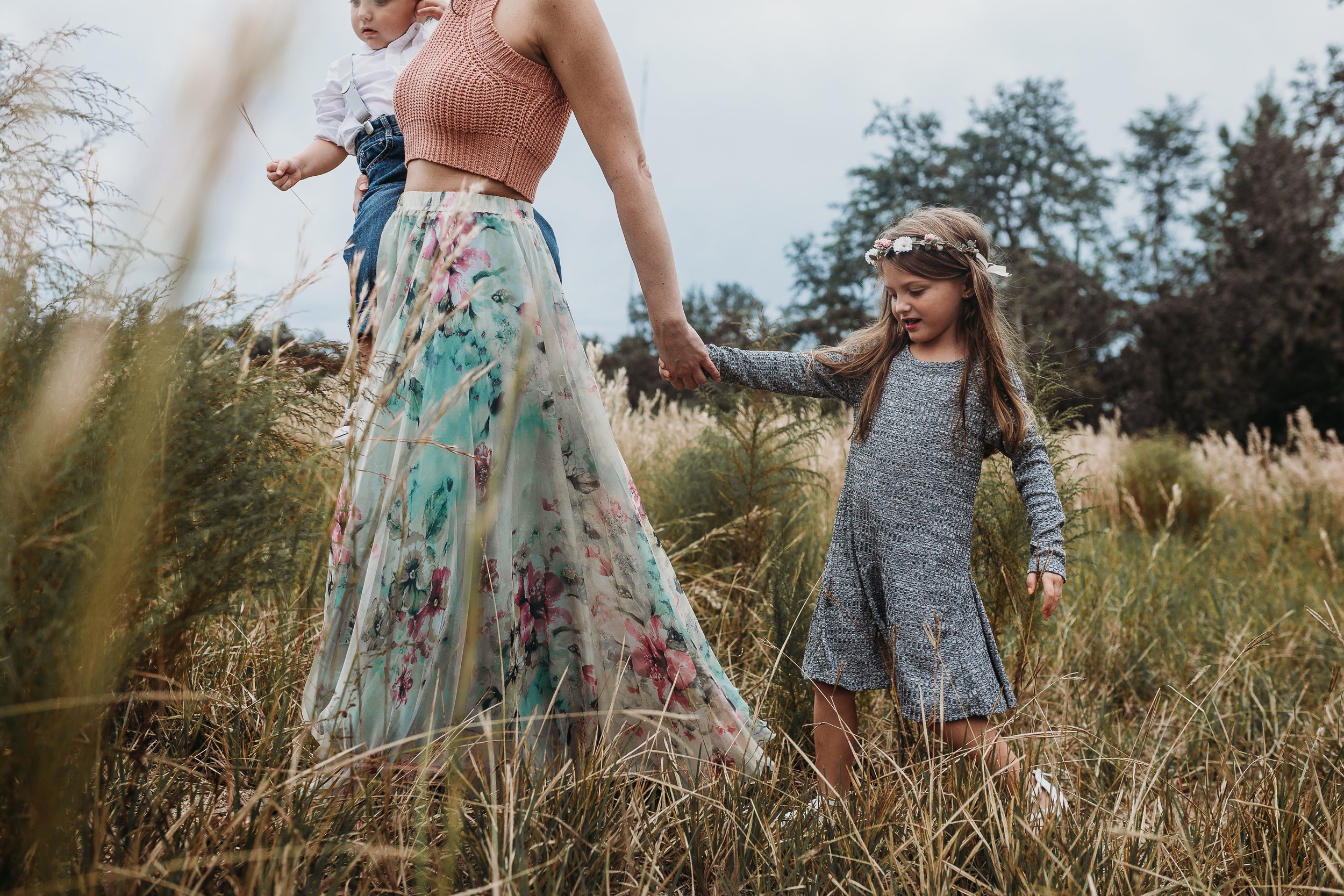 Deland Florida Family Photographer with boho field photoshoot