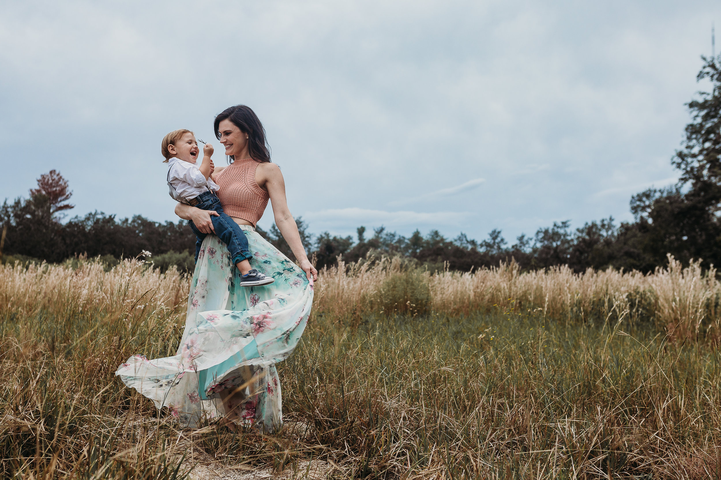 Deland Florida Family Photographer with boho field photoshoot