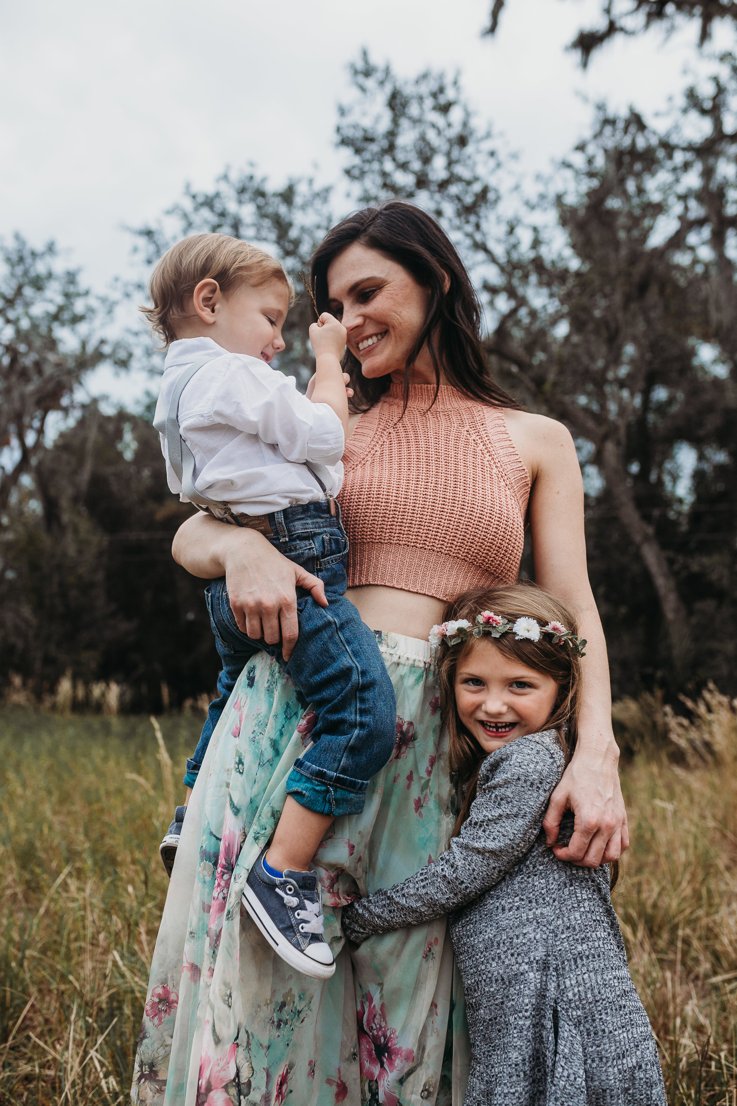 Deland Florida Family Photographer with boho field photoshoot