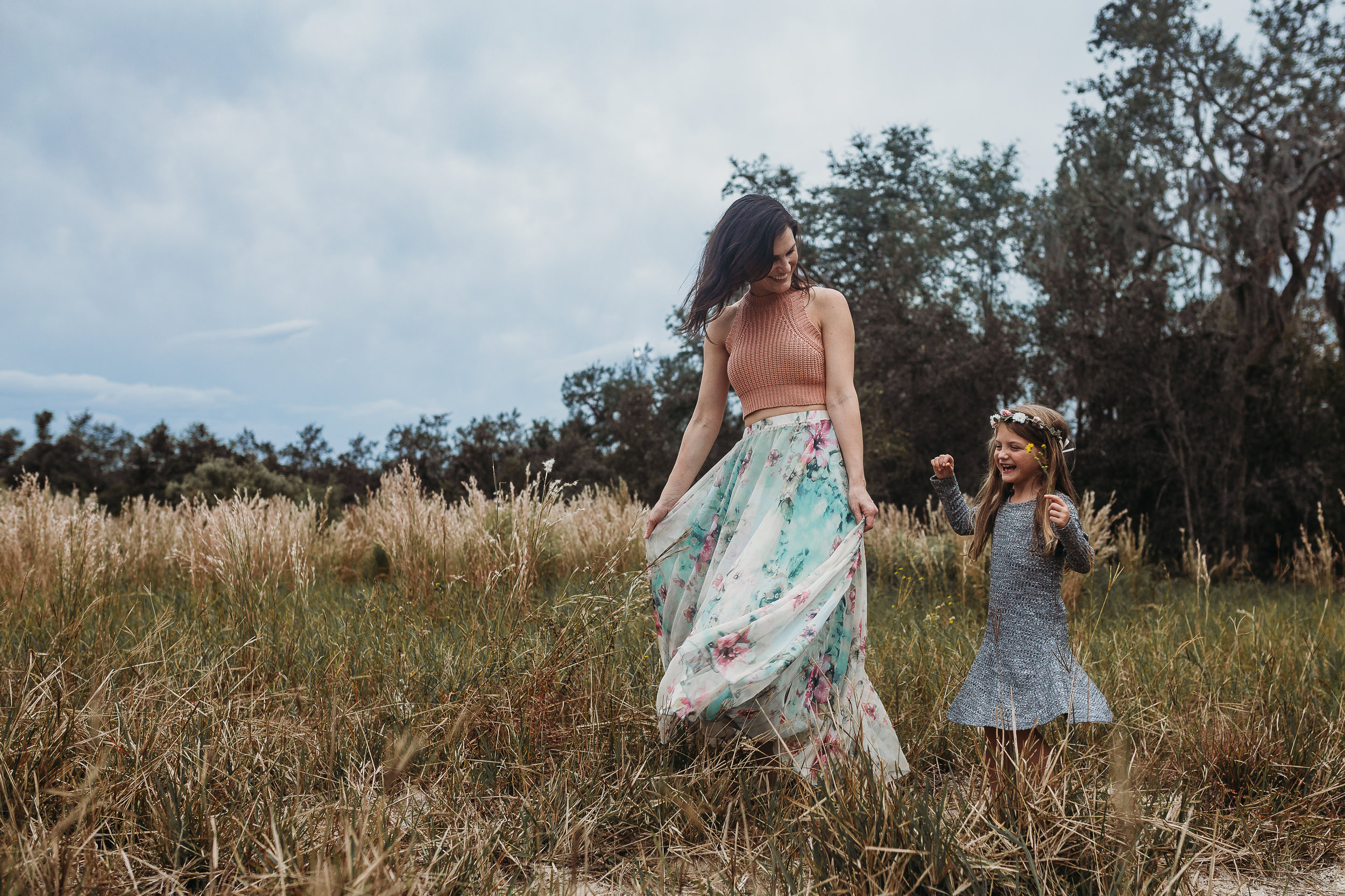 Deland Florida Family Photographer with boho field photoshoot