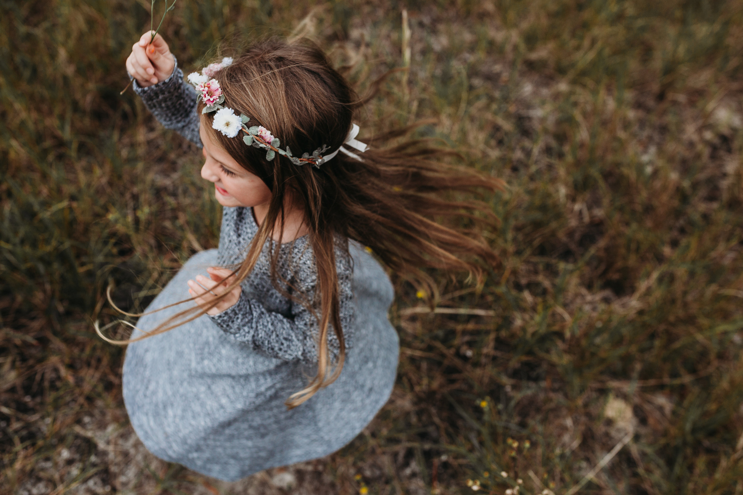 Deland Florida Family Photographer with boho field photoshoot