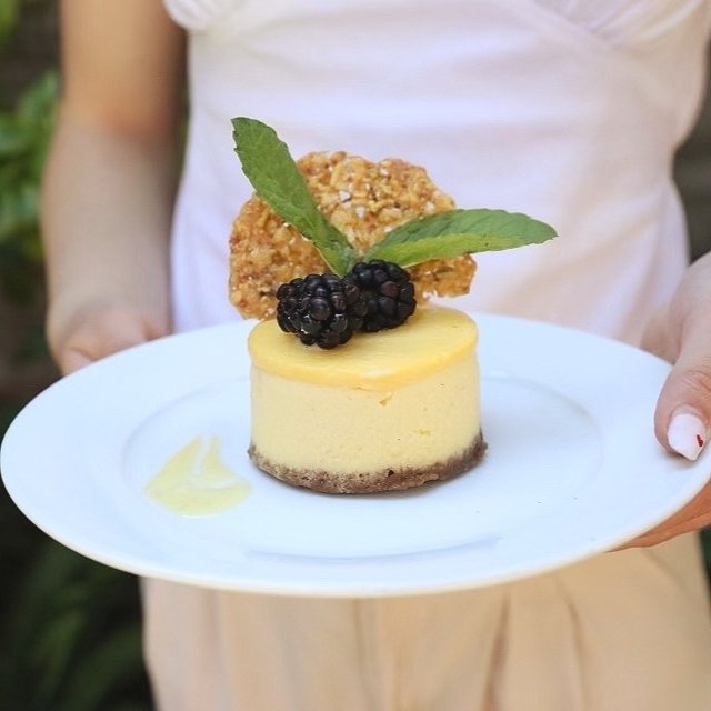 Have you tried our White Chocolate Tangerine Cheesecake 🍊 yet?

It's made with a graham cracker crust, tangerine curd, orange cr&eacute;me anglaise, and pistachio lace cookie (gluten-free contains nuts)