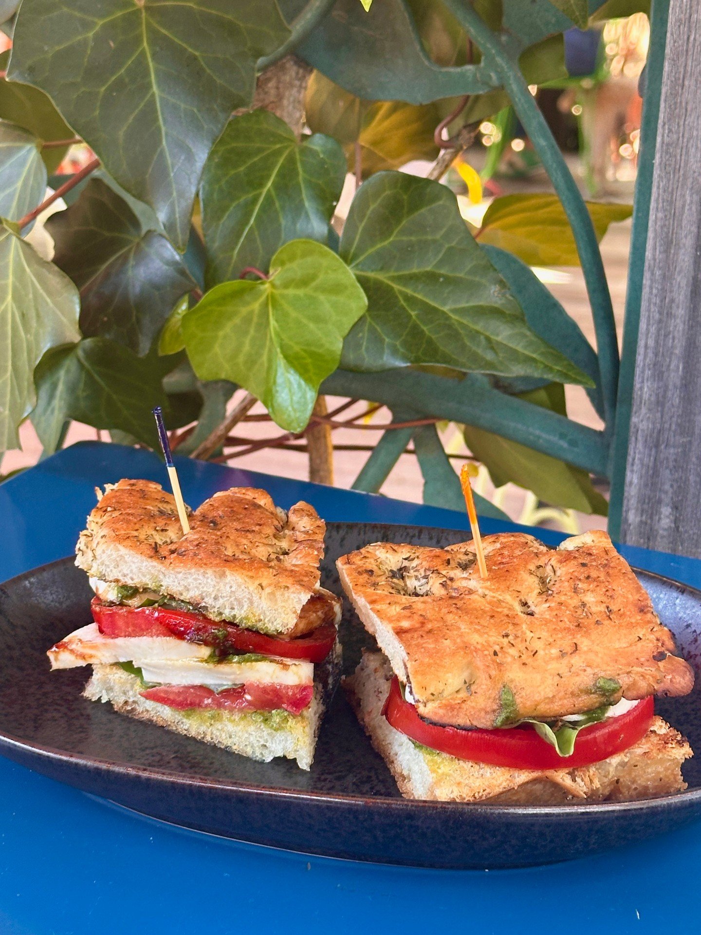 Some lunch favorites are back for summer! Including this caprese with market fresh tomatoes, fresh basil, mozzarella, balsamic reduction, pesto, and toasted focaccia!