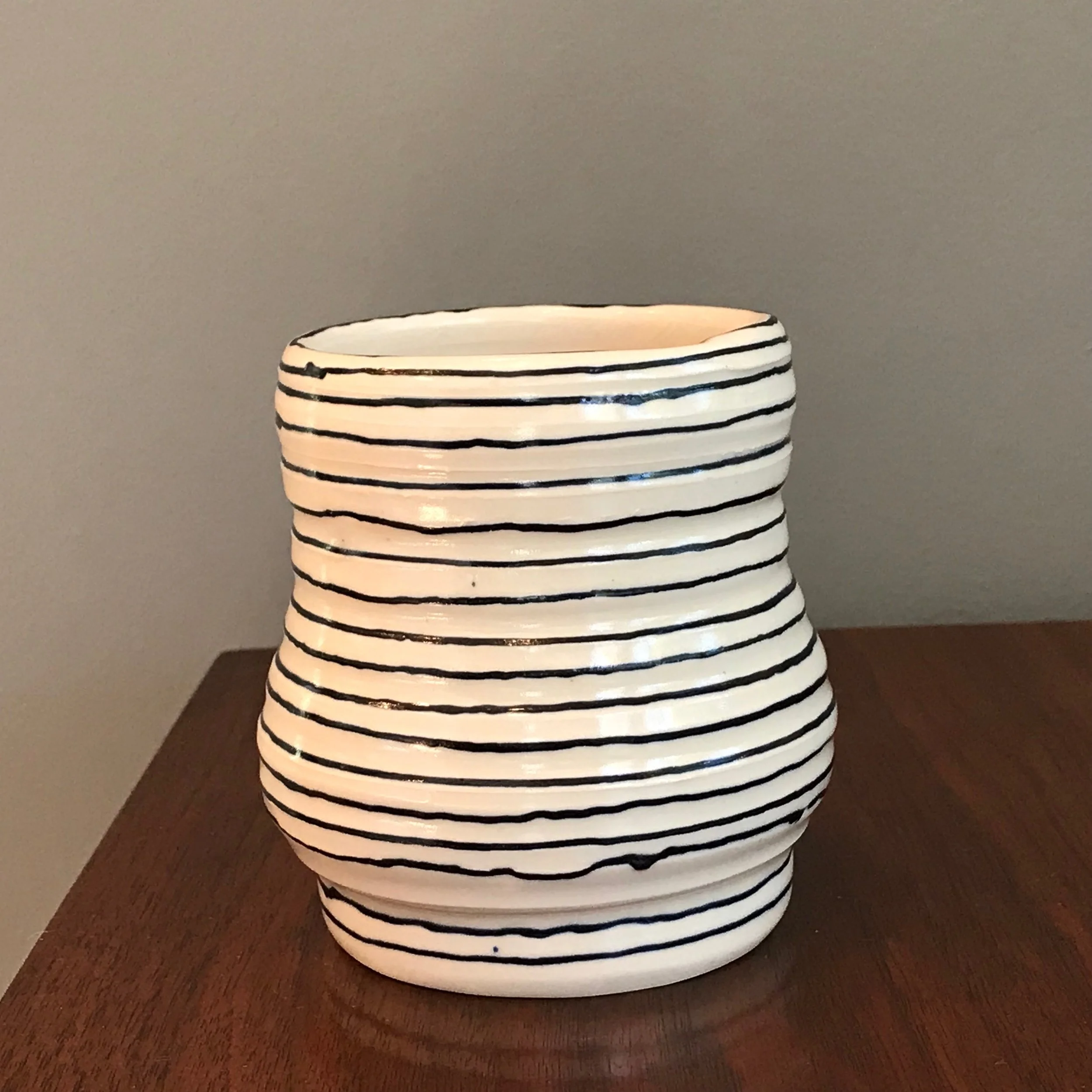 striped flower pot