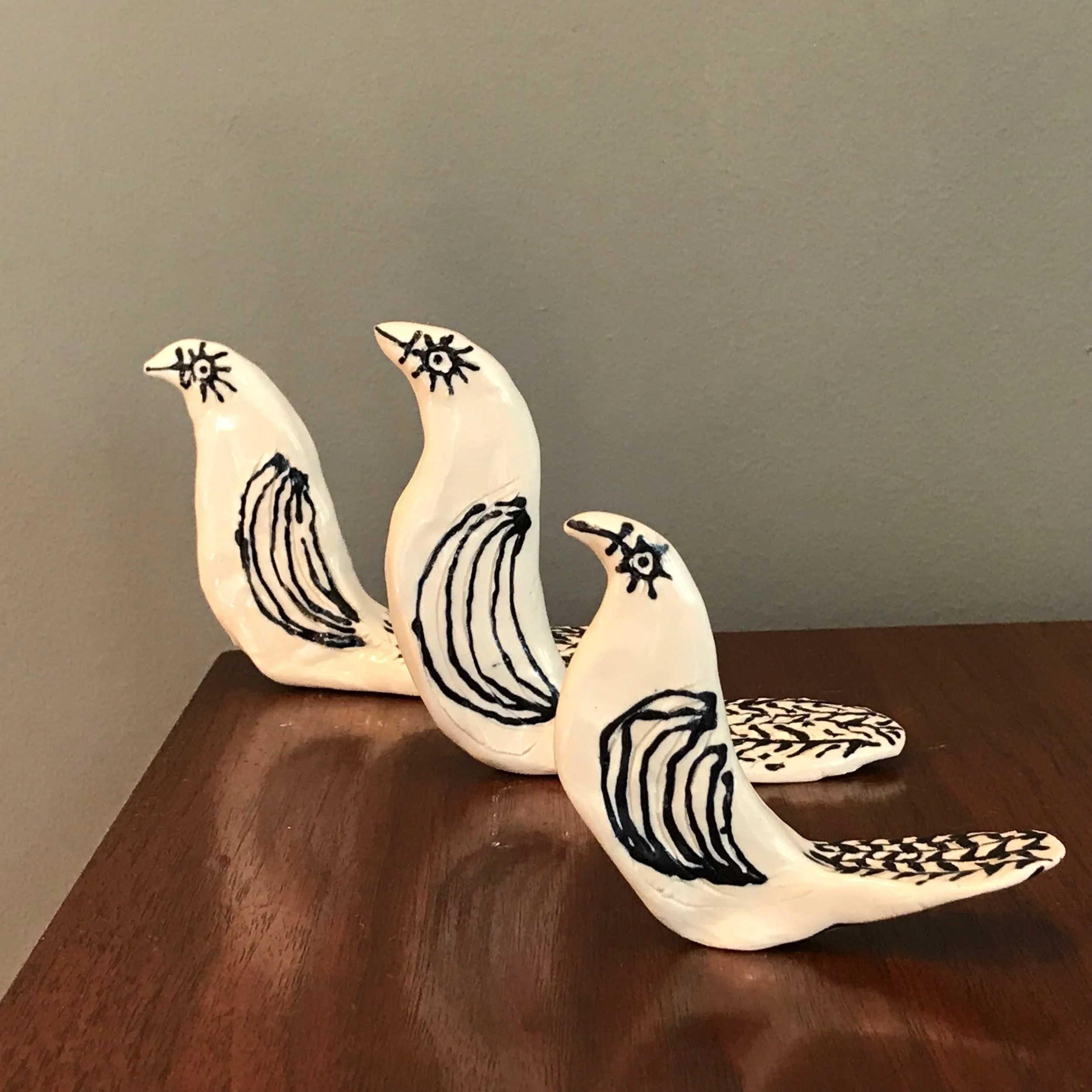 bird sculpture trio